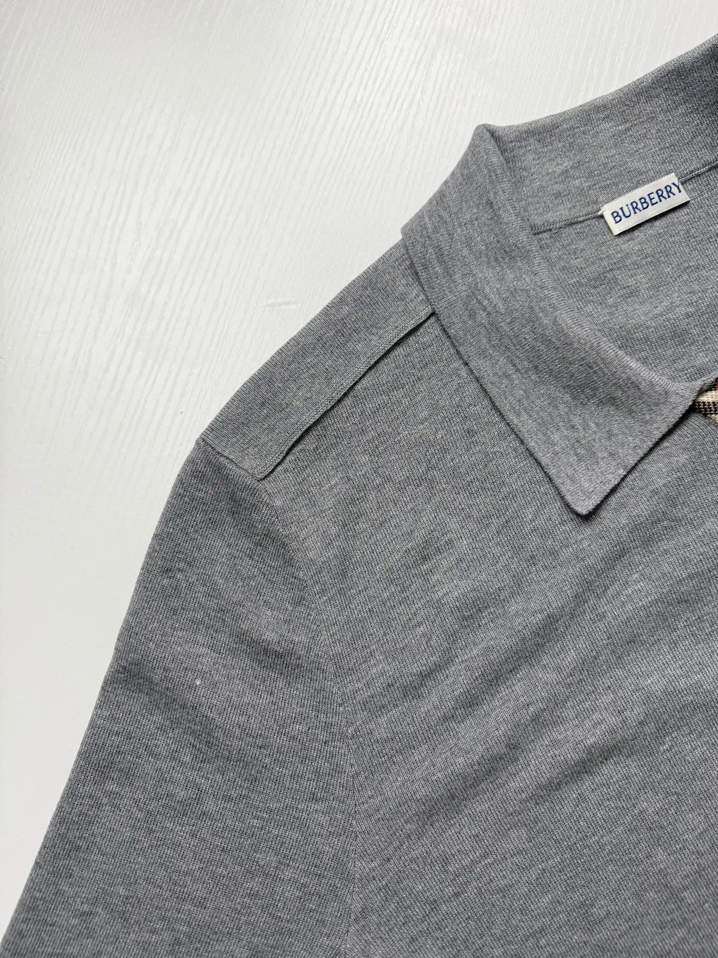 Check-Trim Knit Polo Cardigan D31022006 — view 8