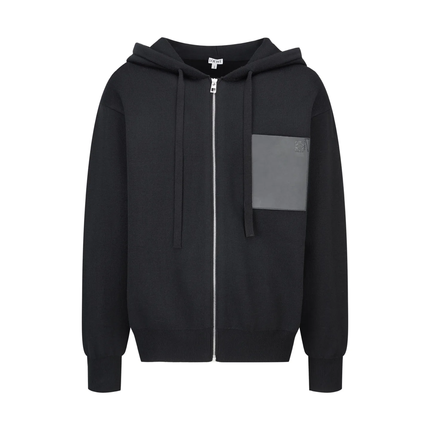 Anagram Leather Patch Merino Wool Zip-Up Hoodie D31022470