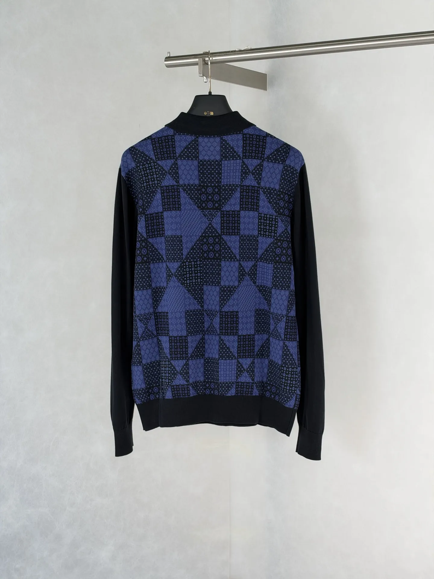 Damier Jacquard Knit Long-Sleeved Polo Shirt D31520477 — view 2