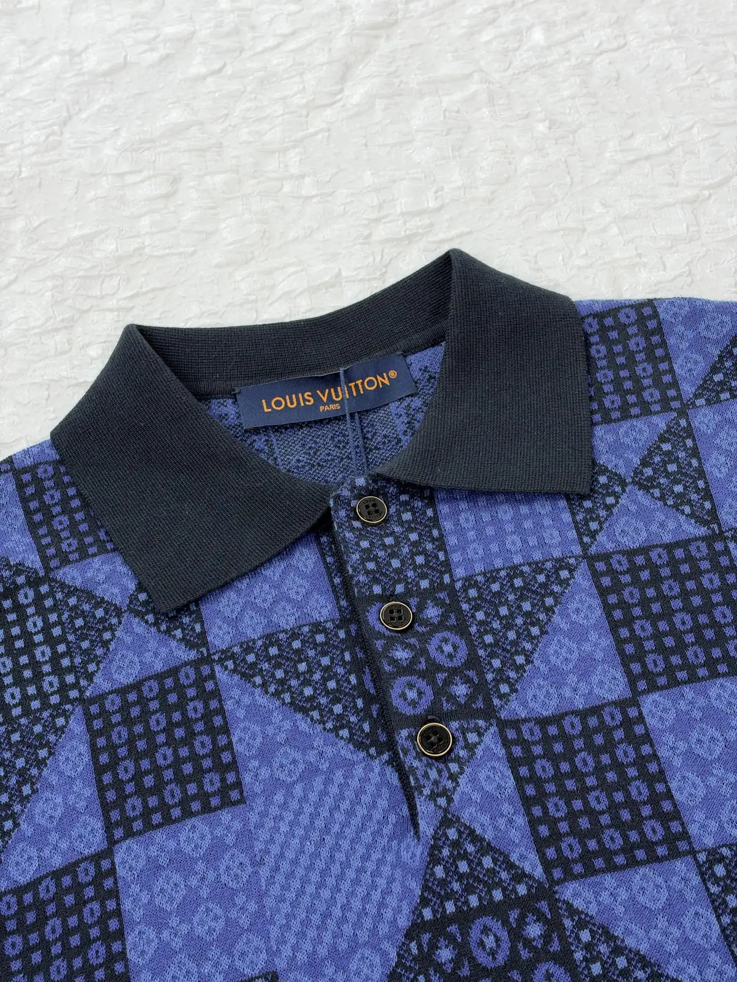 Damier Jacquard Knit Long-Sleeved Polo Shirt D31520477 — view 5