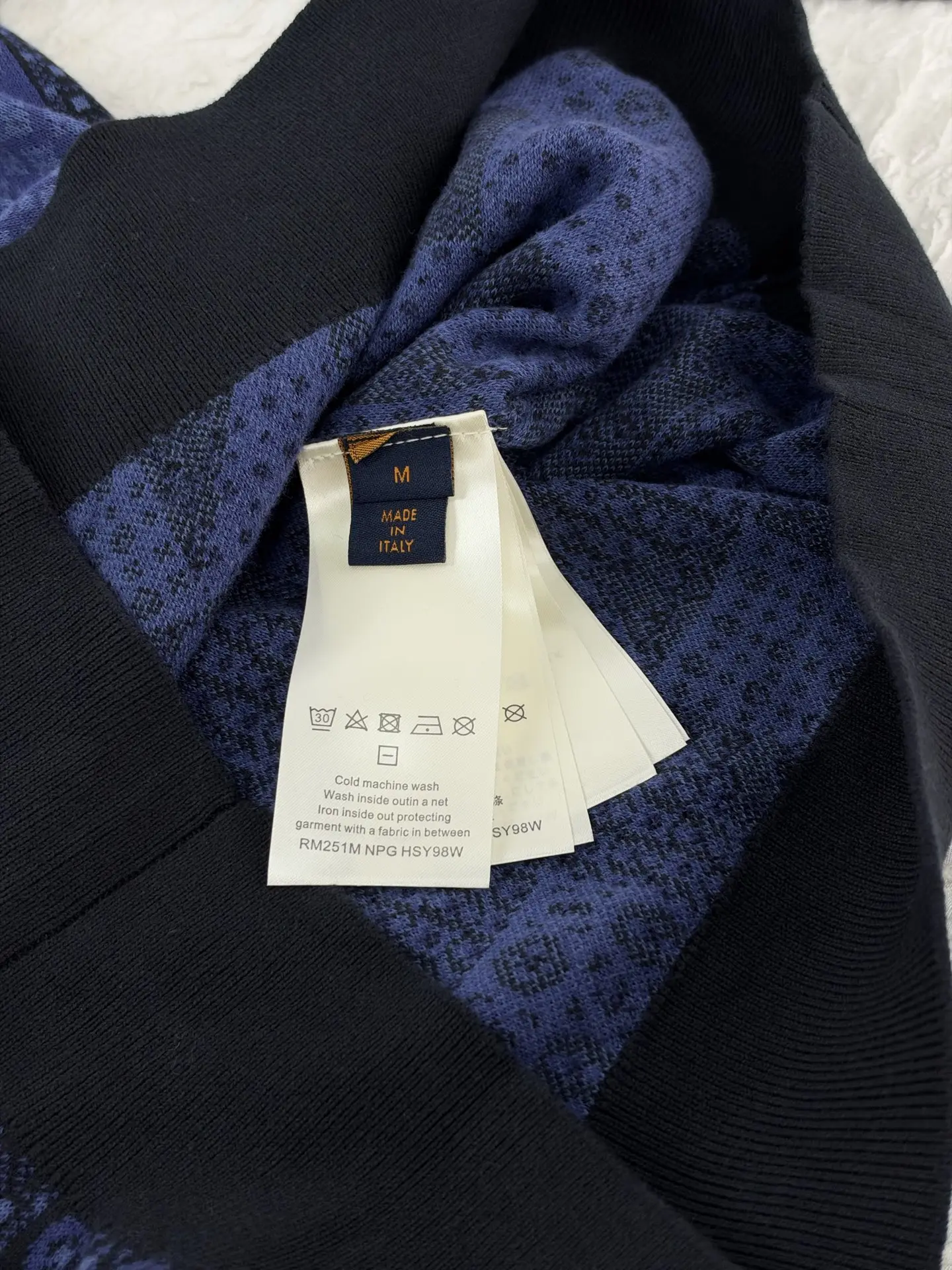 Damier Jacquard Knit Long-Sleeved Polo Shirt D31520477 — view 9