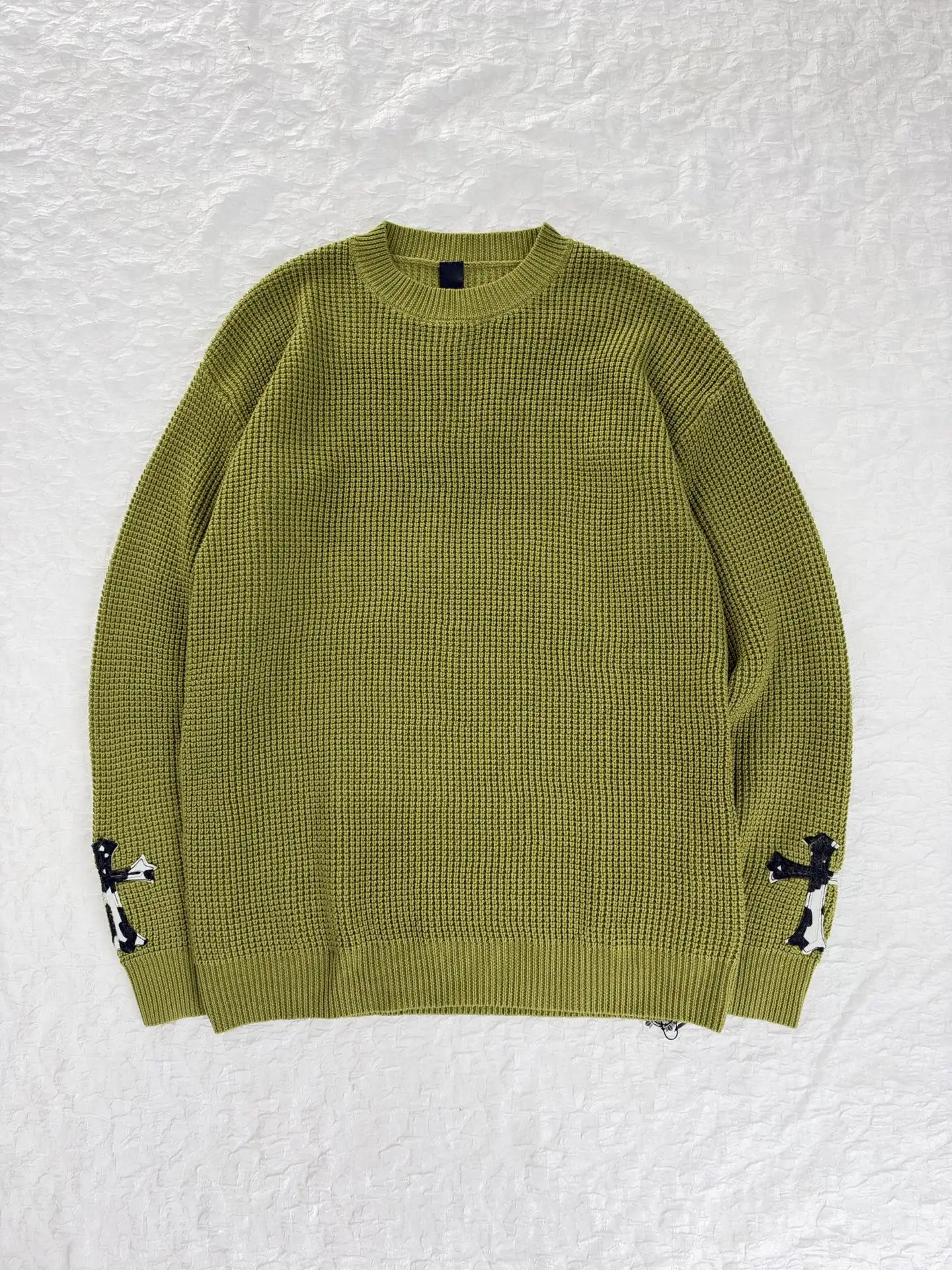 Waffle-Knit Cross Patch Crew-Neck Sweater D31520479 — view 3