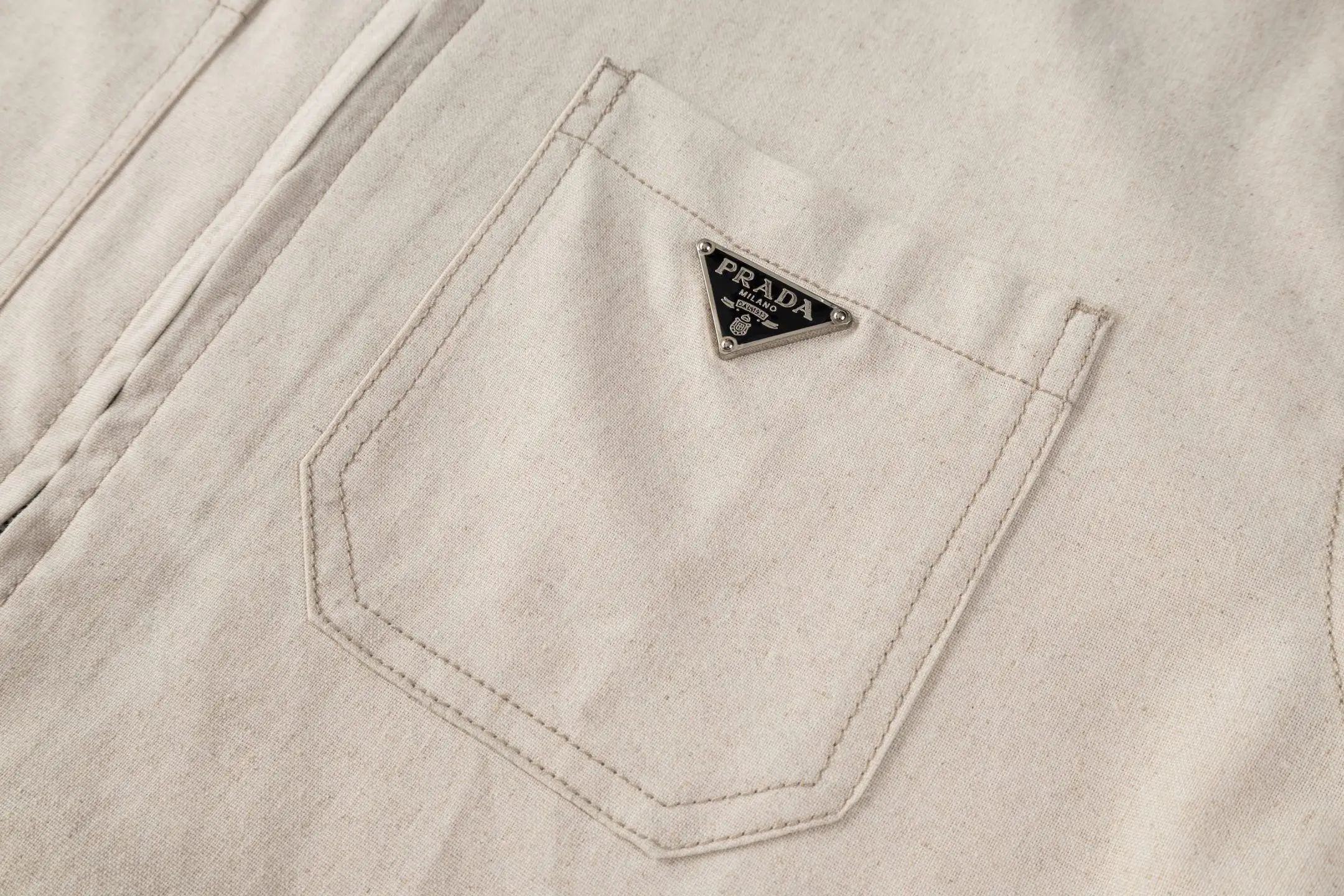 Logo-Appliquéd Chambray Cotton-Linen Jacket D31522501 — view 5