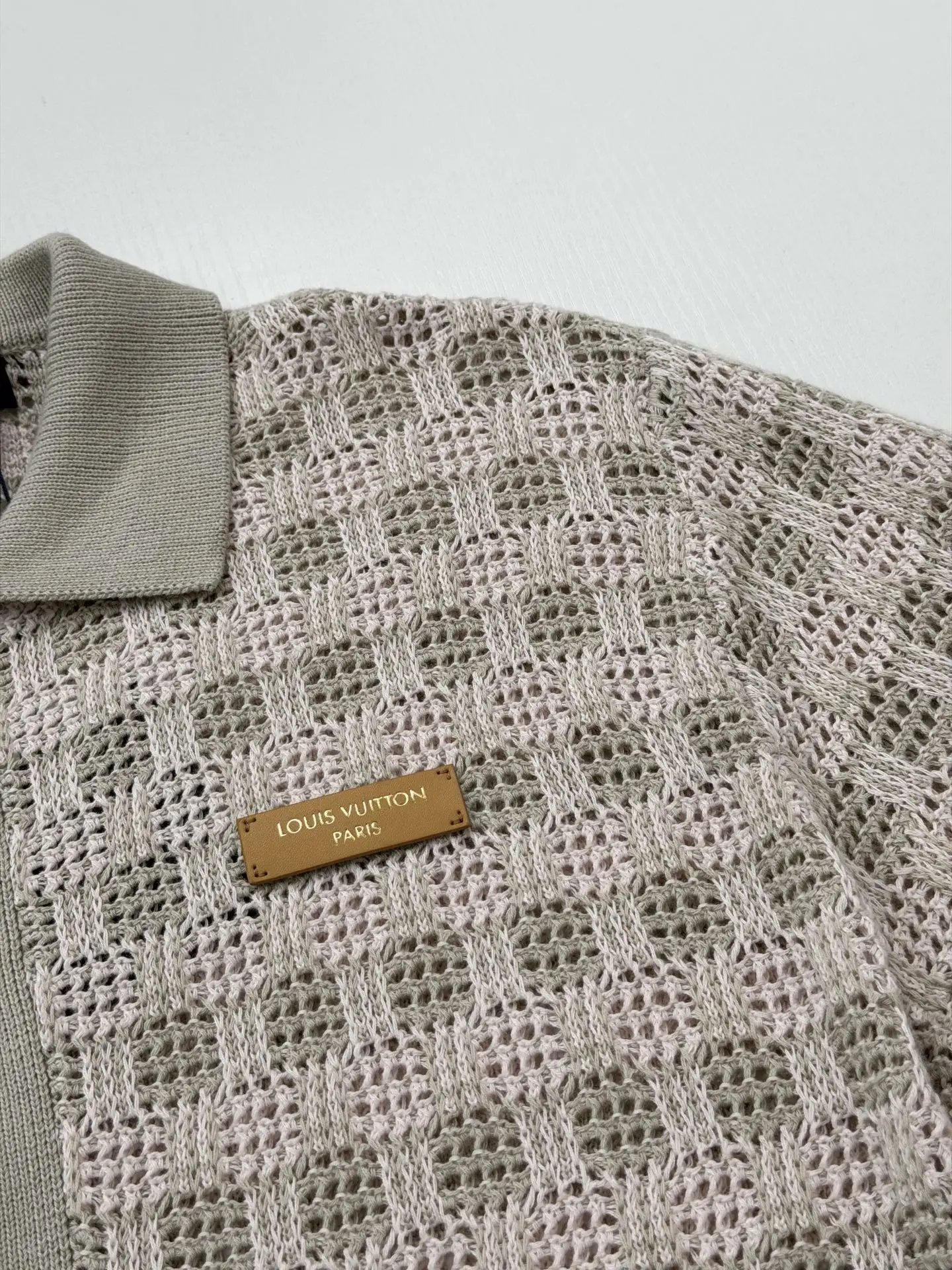 Open-Knit Mesh Cardigan with Leather Logo Patch D32521994 — view 6