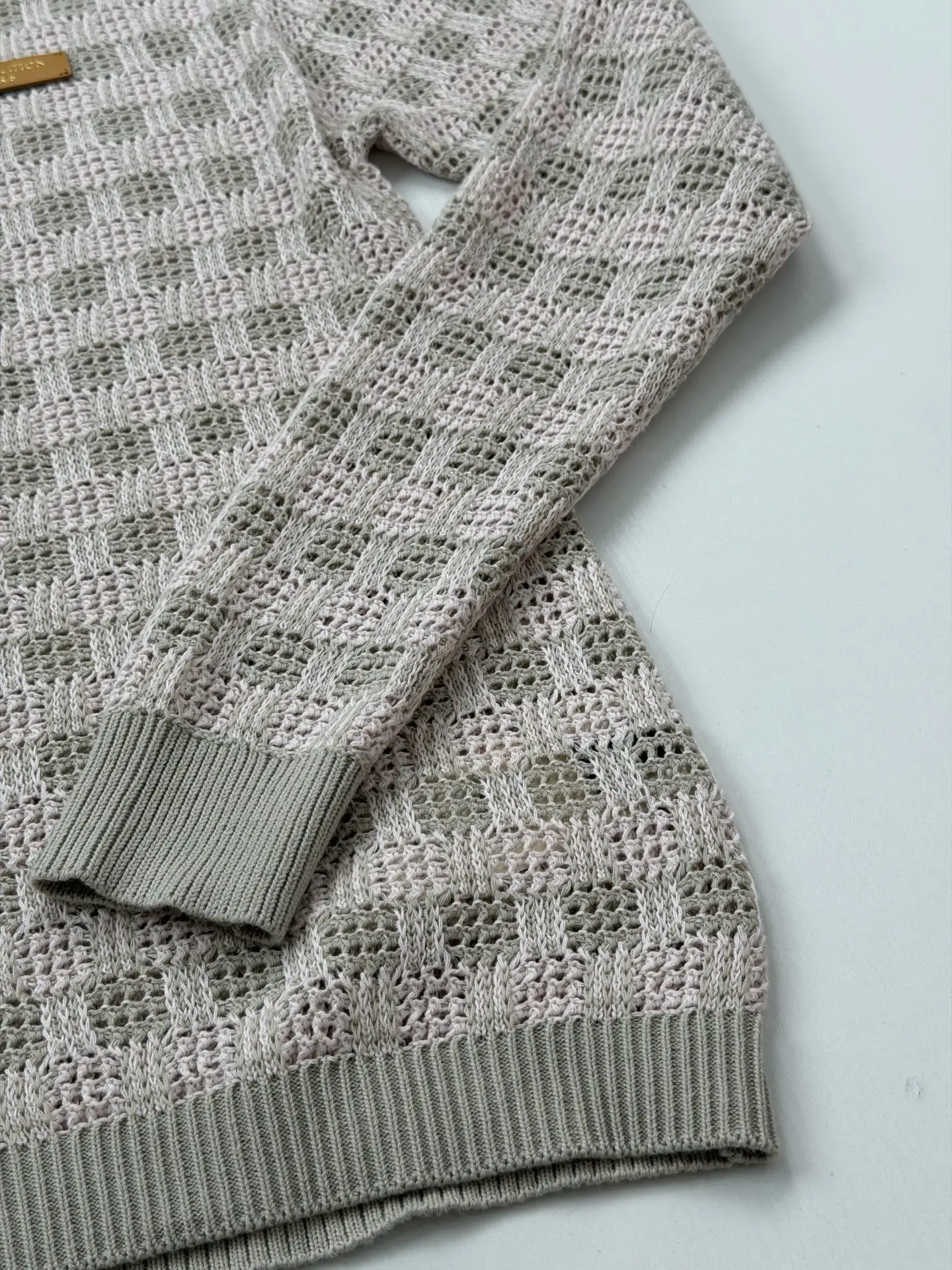 Open-Knit Mesh Cardigan with Leather Logo Patch D32521994 — view 7
