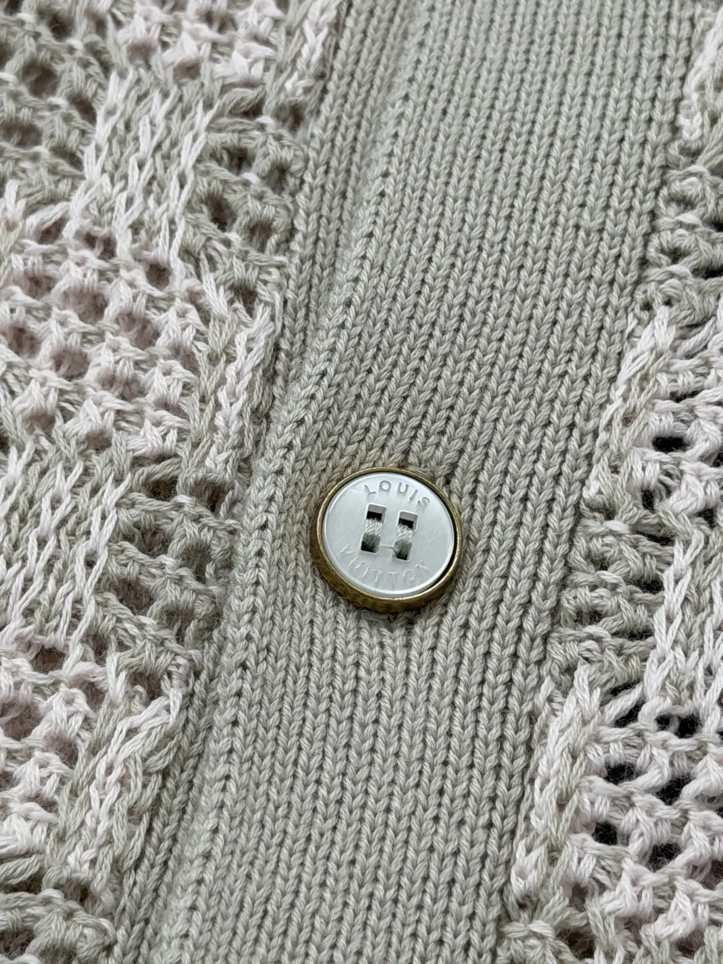 Open-Knit Mesh Cardigan with Leather Logo Patch D32521994 — view 8
