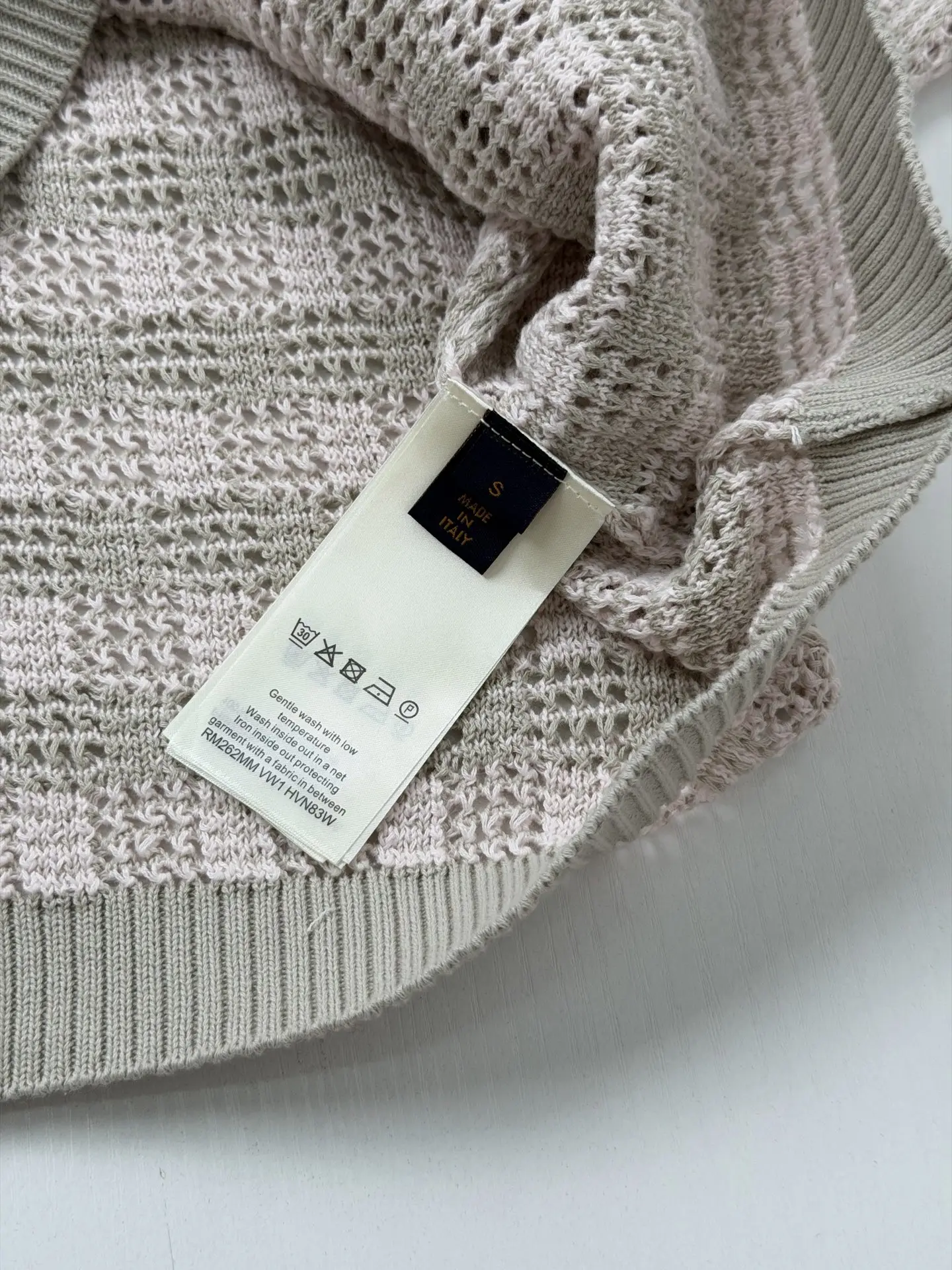Open-Knit Mesh Cardigan with Leather Logo Patch D32521994 — view 9