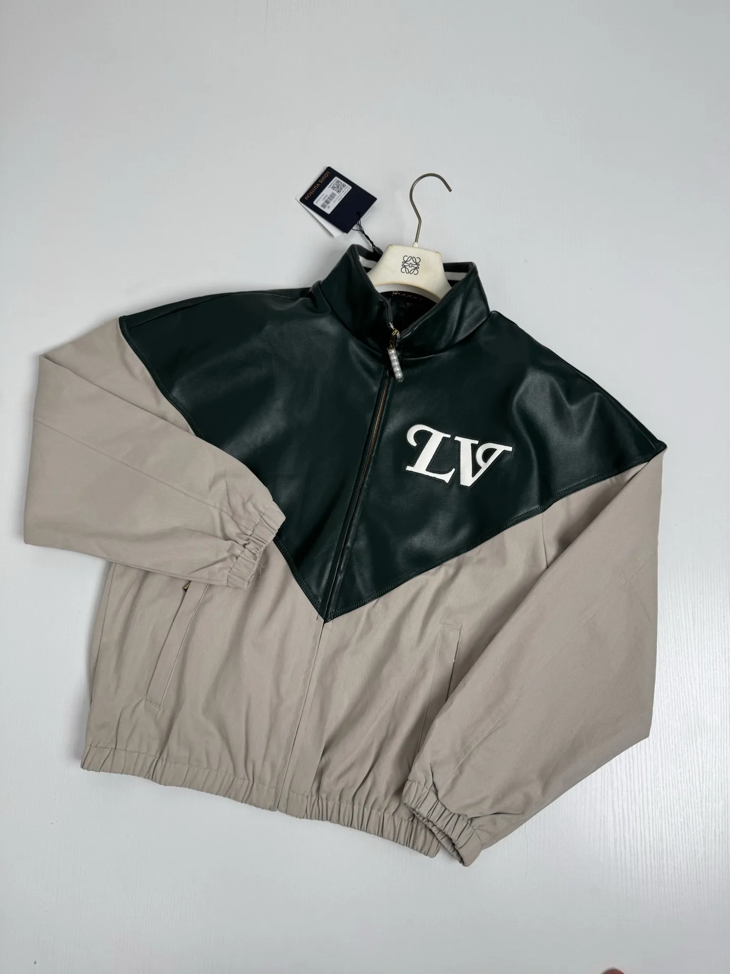 Leather-Panelled Color-Block Bomber Jacket D32518676 — view 3