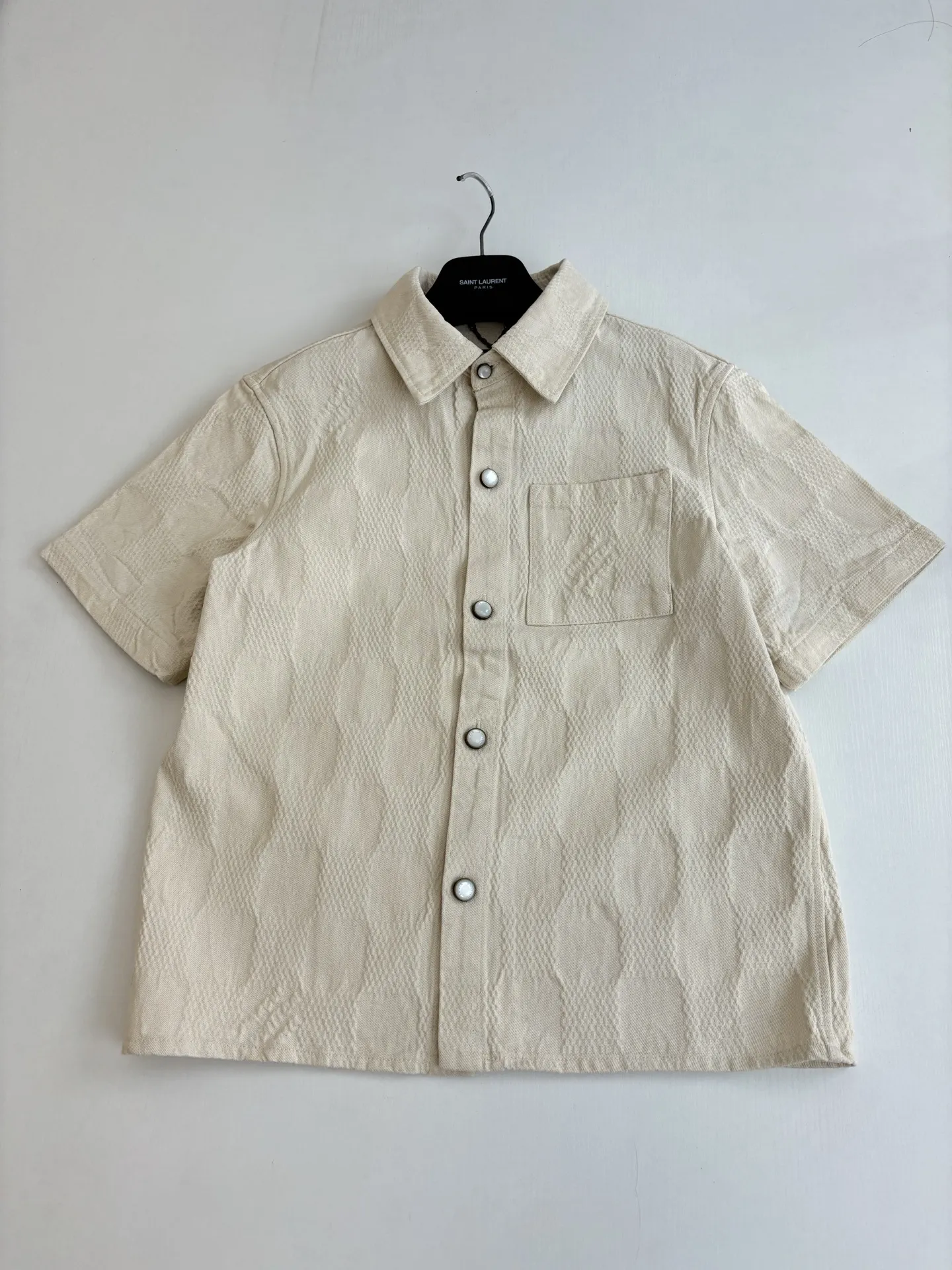 Damier Jacquard Denim Short-Sleeve Shirt D32518620 — view 3
