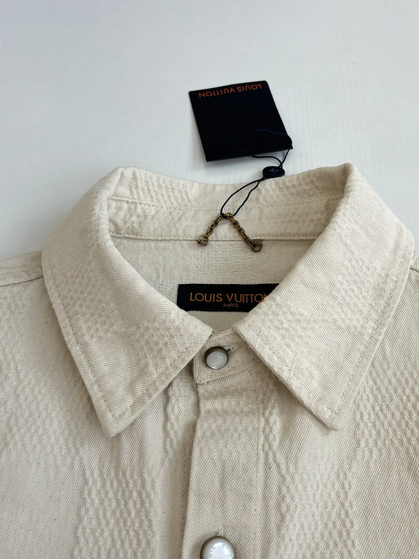 Damier Jacquard Denim Short-Sleeve Shirt D32518620 — view 4