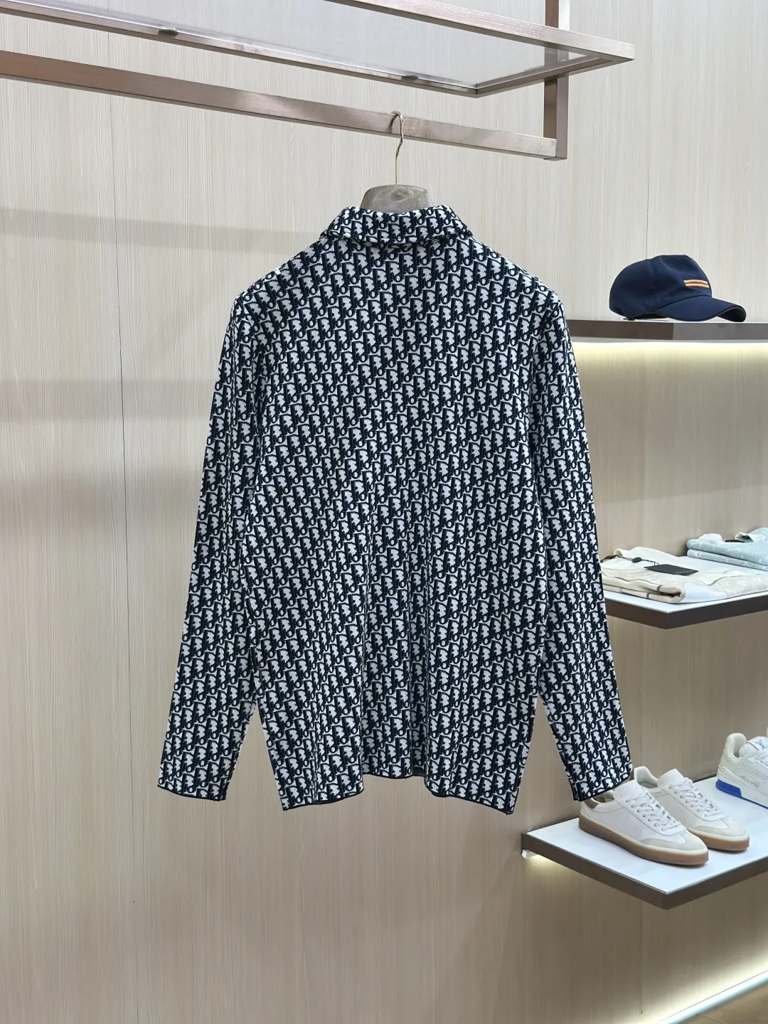 Oblique Jacquard Wool-Blend Knit Shirt D32520438 — view 2