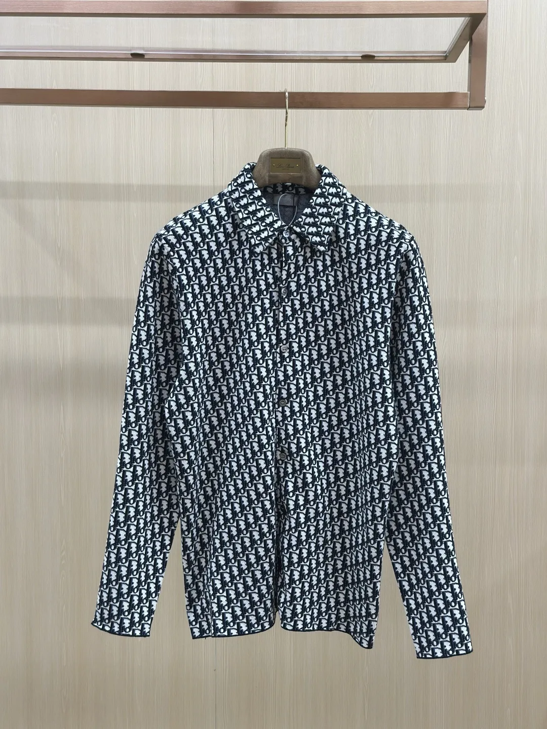 Oblique Jacquard Wool-Blend Knit Shirt D32520438 — view 3