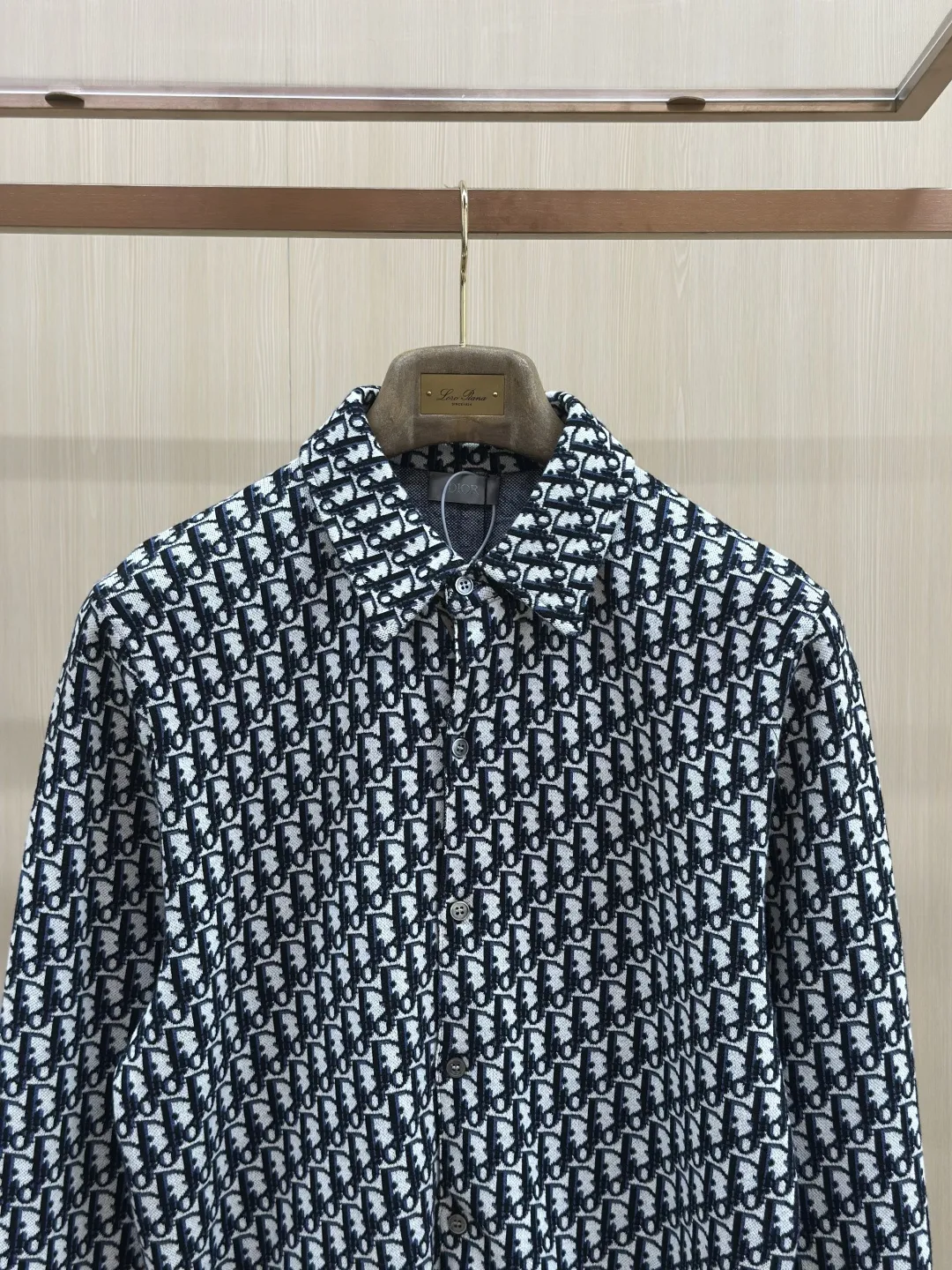 Oblique Jacquard Wool-Blend Knit Shirt D32520438 — view 4