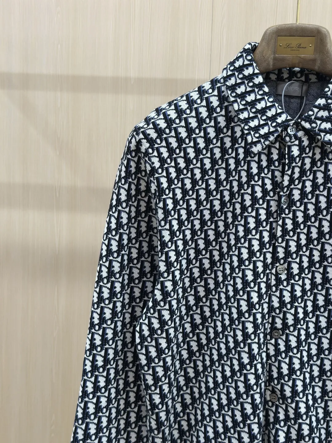 Oblique Jacquard Wool-Blend Knit Shirt D32520438 — view 7
