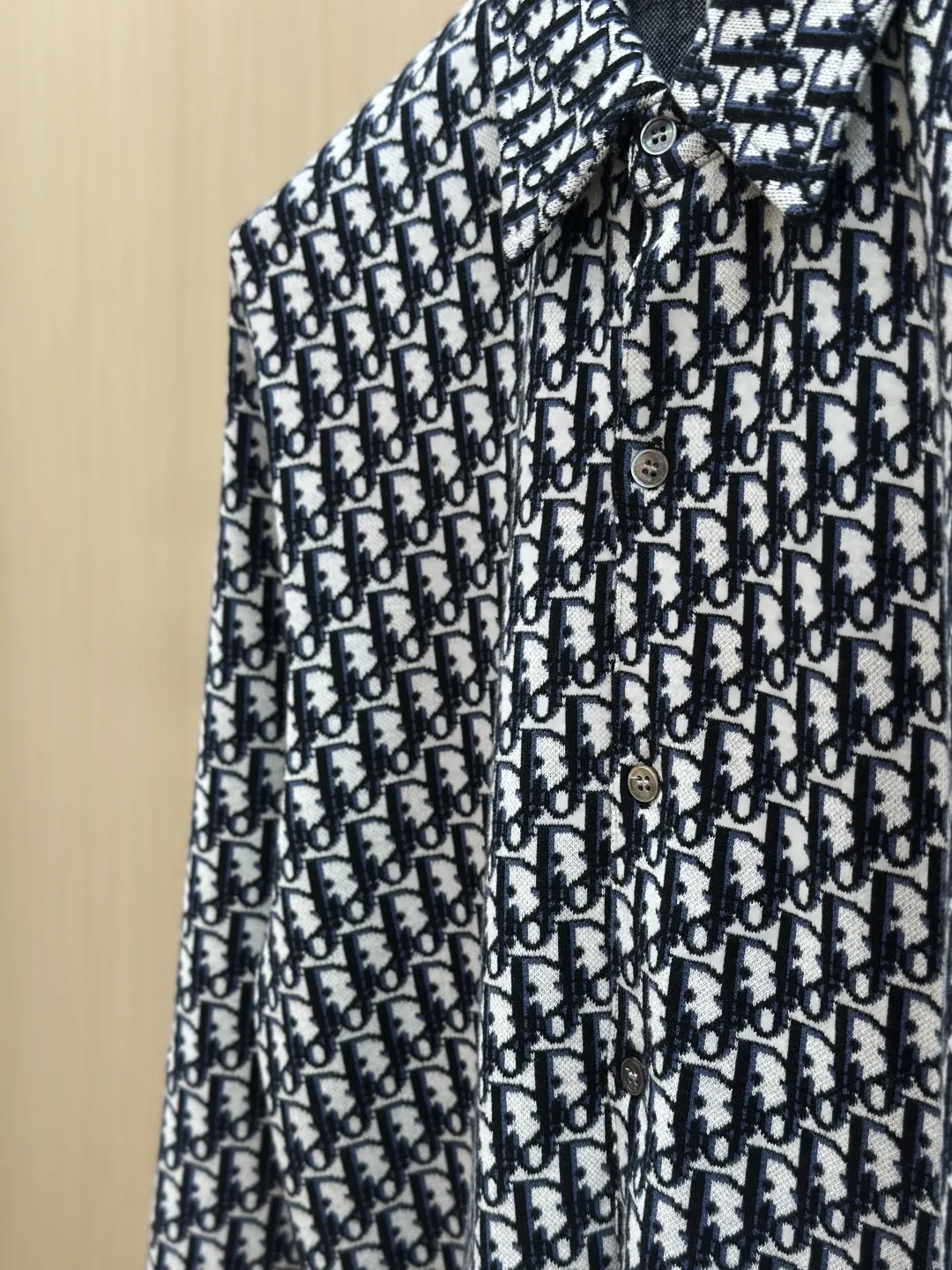 Oblique Jacquard Wool-Blend Knit Shirt D32520438 — view 8