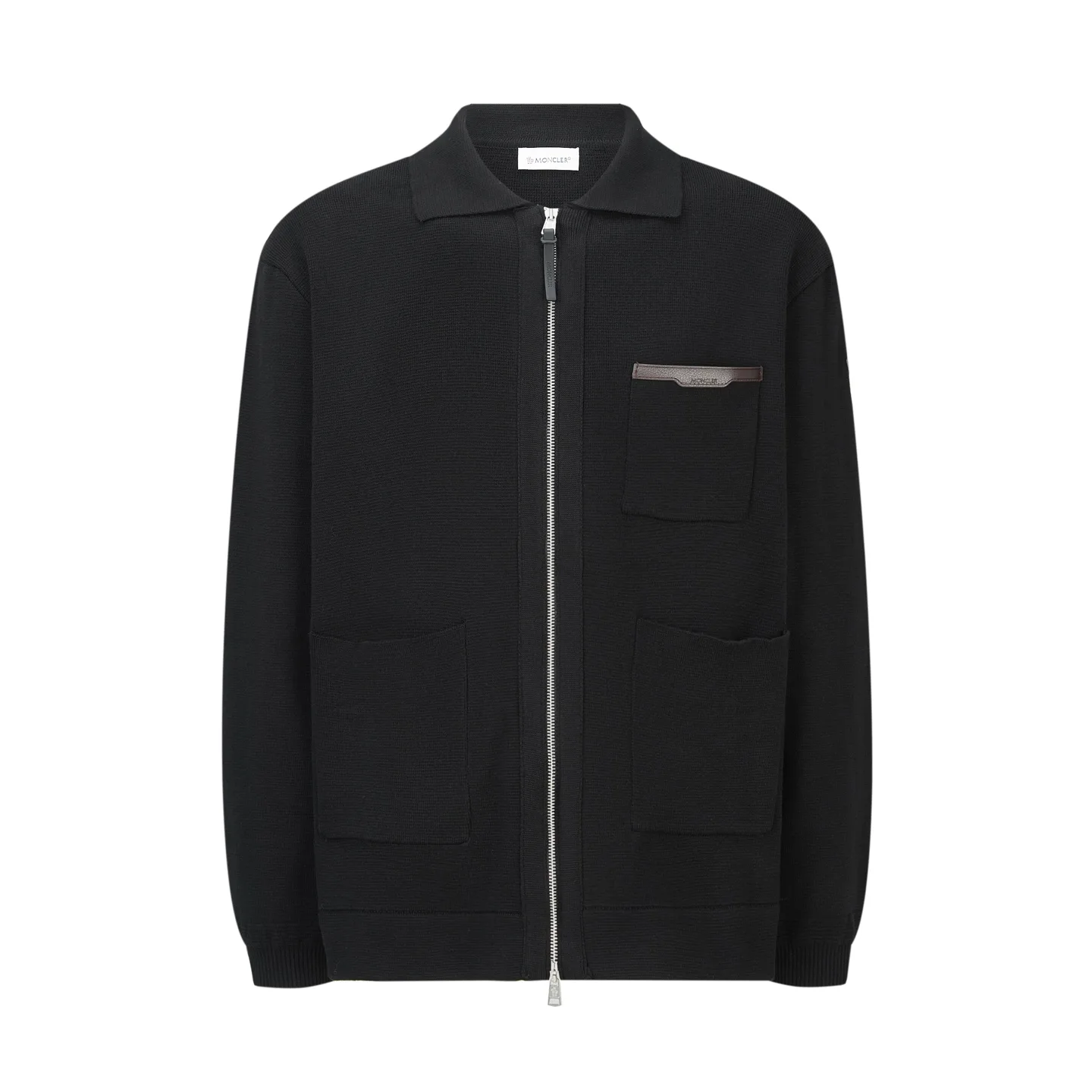 Moncler Leather-Trimmed Wool-Blend Zip-Up Cardigan D32520520