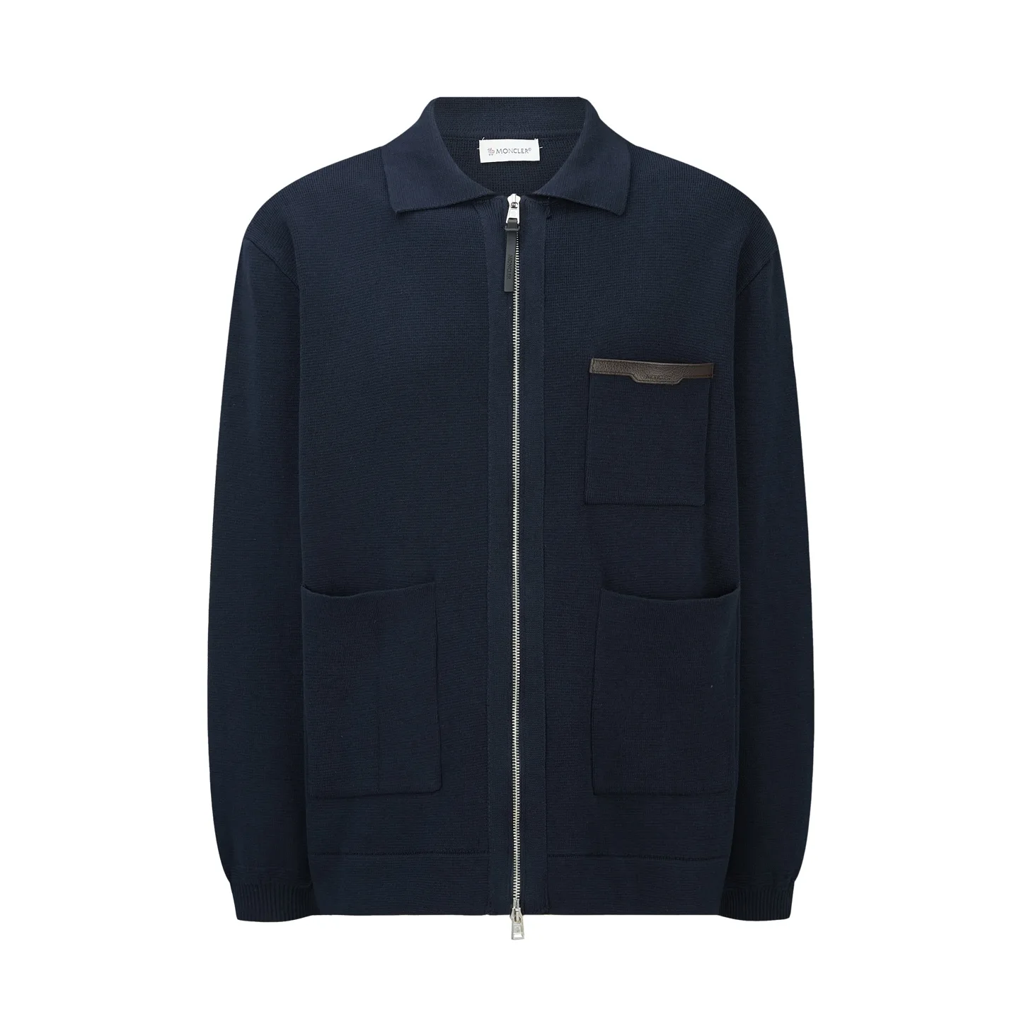 Moncler Leather-Trimmed Wool and Cotton-Blend Zip-Up Cardigan D32520519