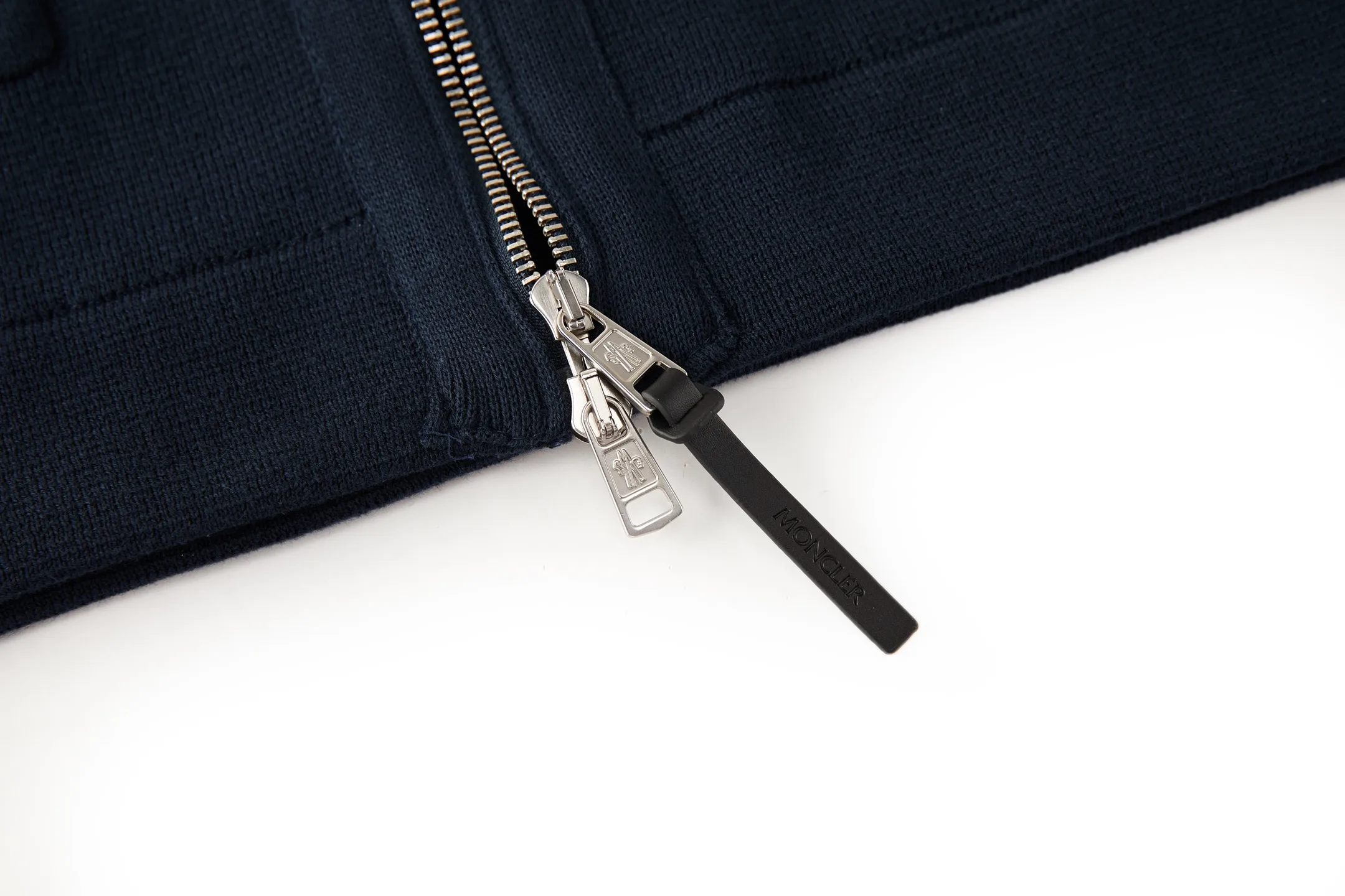 Moncler Leather-Trimmed Wool and Cotton-Blend Zip-Up Cardigan D32520519 — view 5