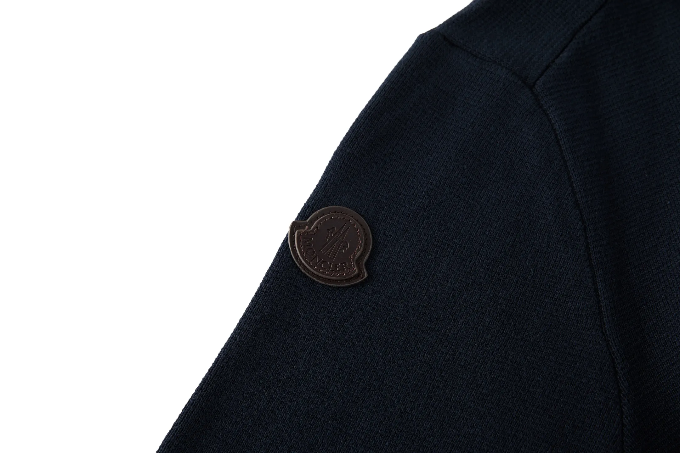 Moncler Leather-Trimmed Wool and Cotton-Blend Zip-Up Cardigan D32520519 — view 9