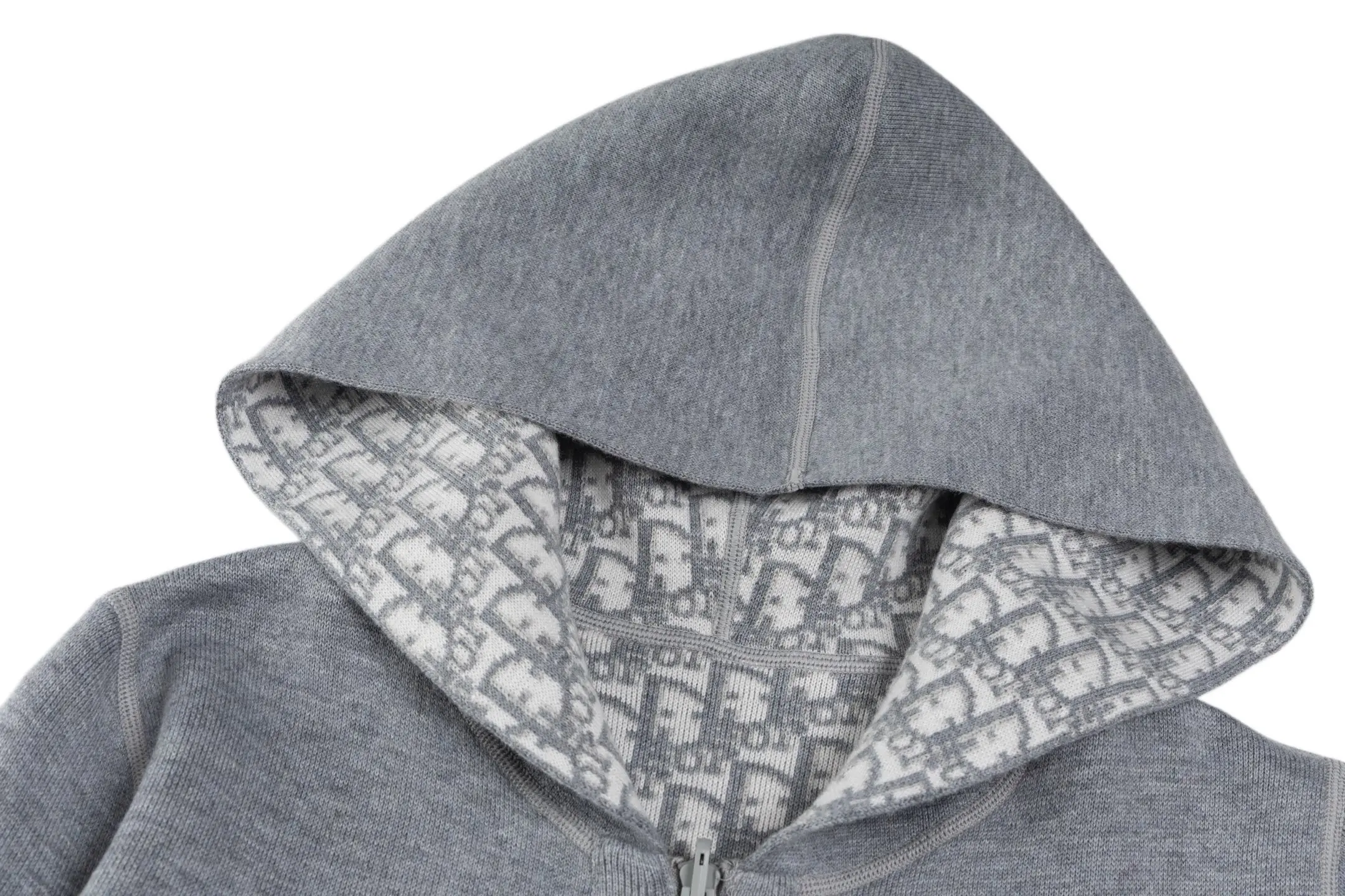 Oblique Reversible Cashmere-Blend Zip-Up Hoodie D33022511 — view 3