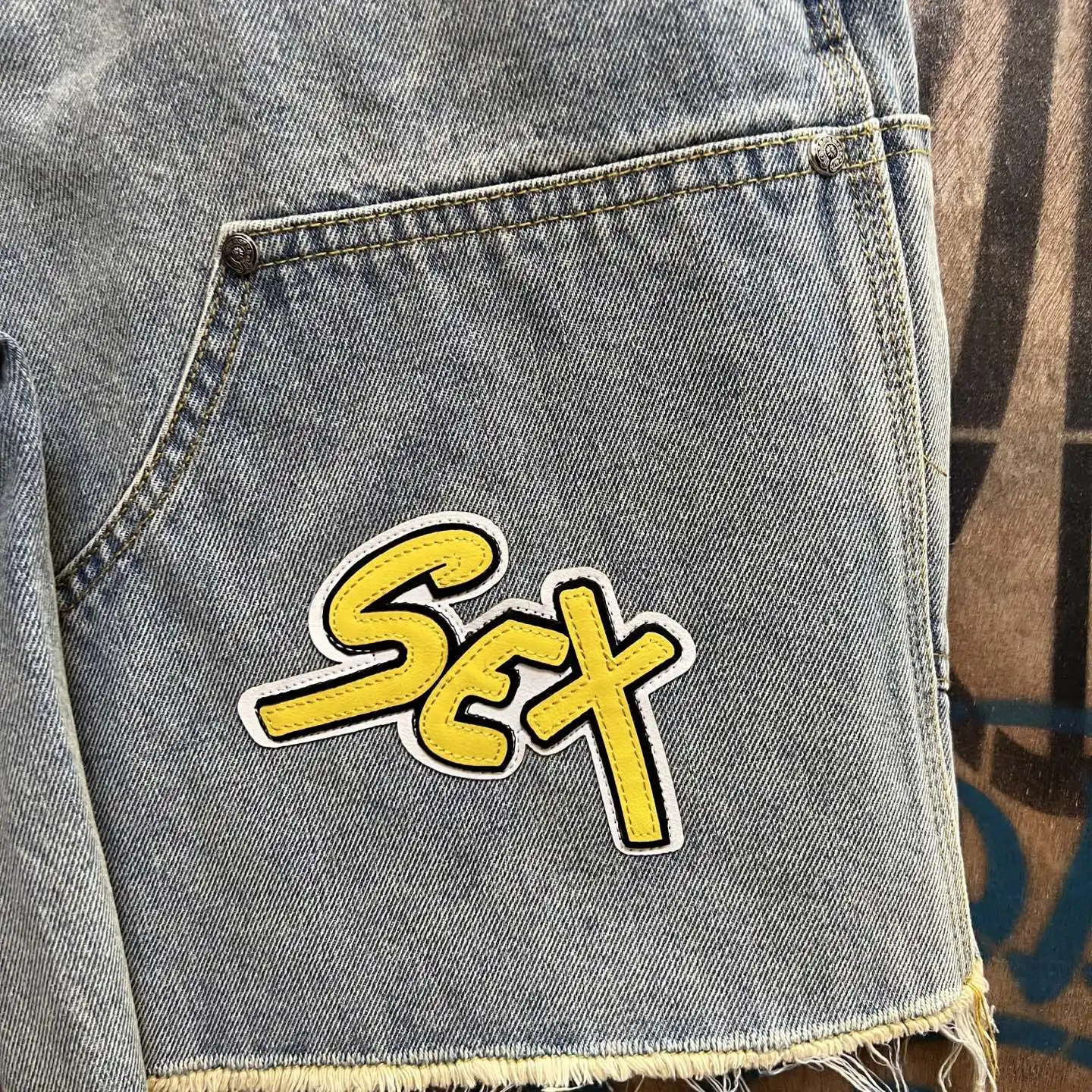Remake Leather Patch Denim Shorts D33014557 — view 5