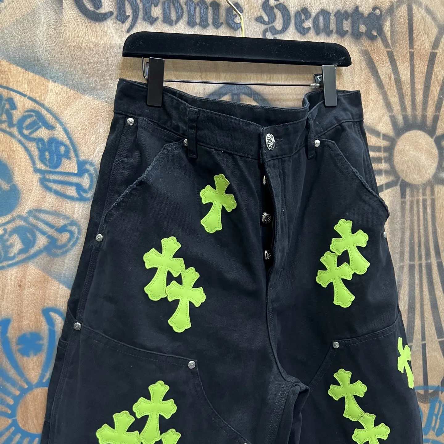 Remake Leather-Patch Denim Shorts D33014564 — view 2