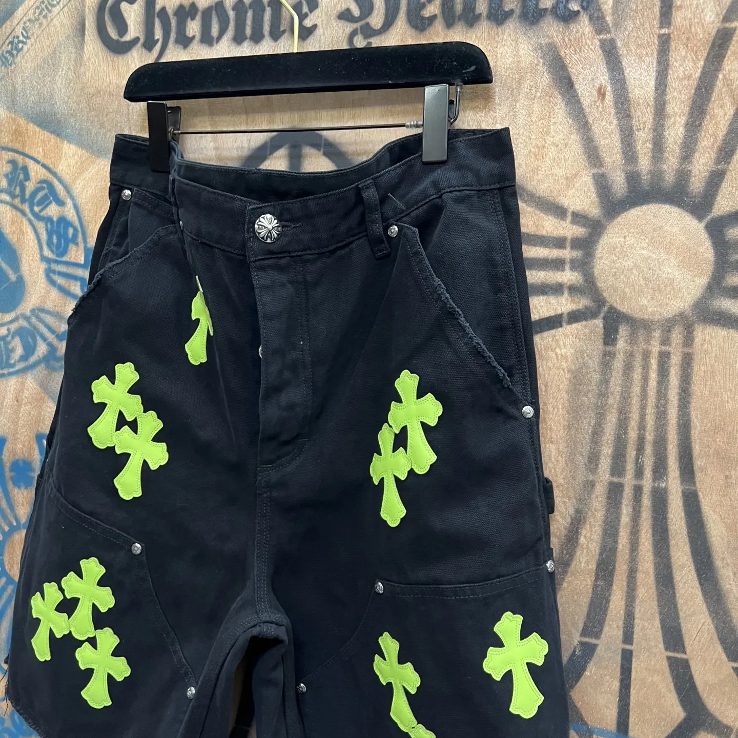 Remake Leather-Patch Denim Shorts D33014564 — view 3