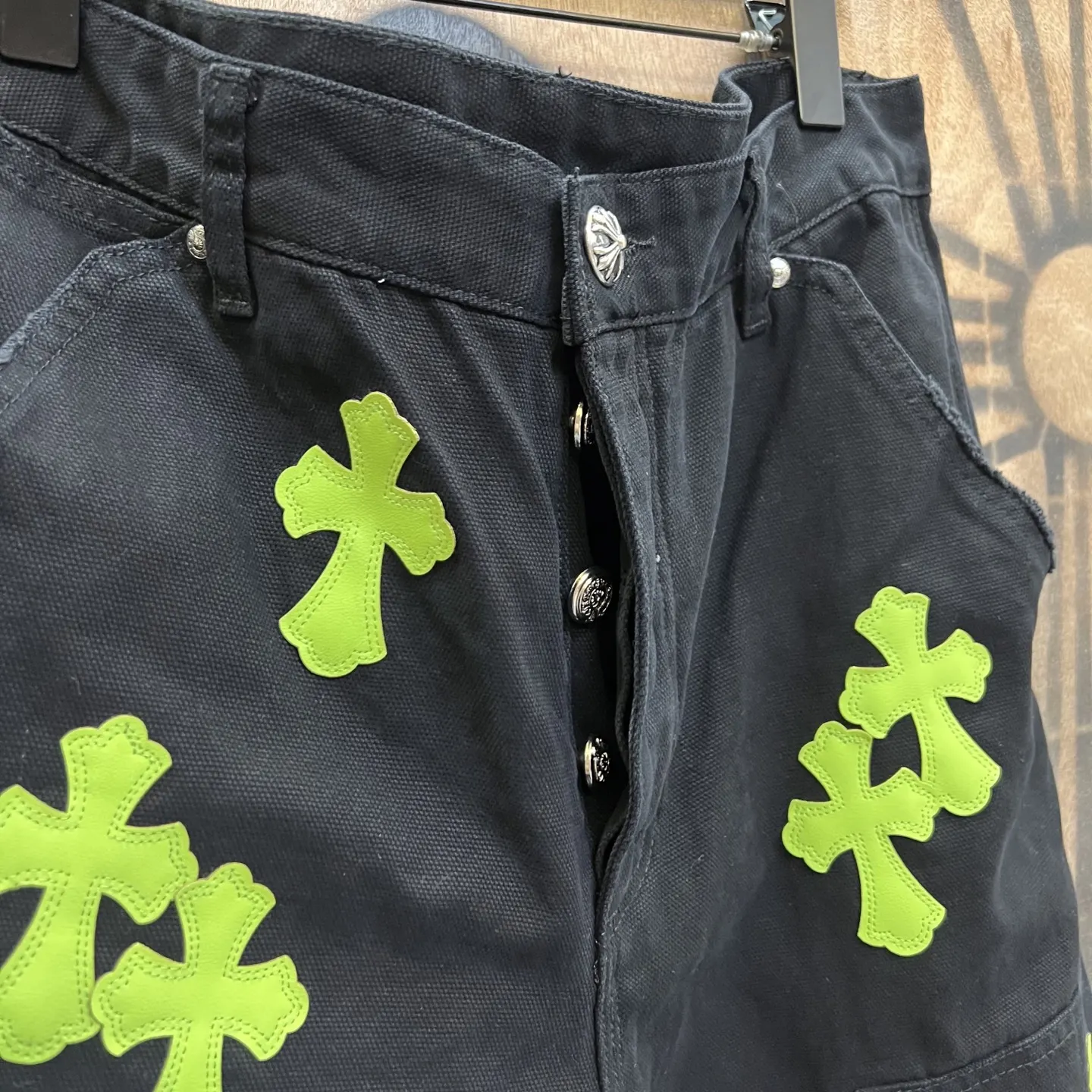 Remake Leather-Patch Denim Shorts D33014564 — view 4