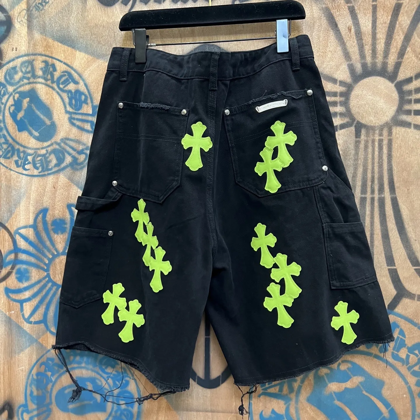 Remake Leather-Patch Denim Shorts D33014564 — view 5