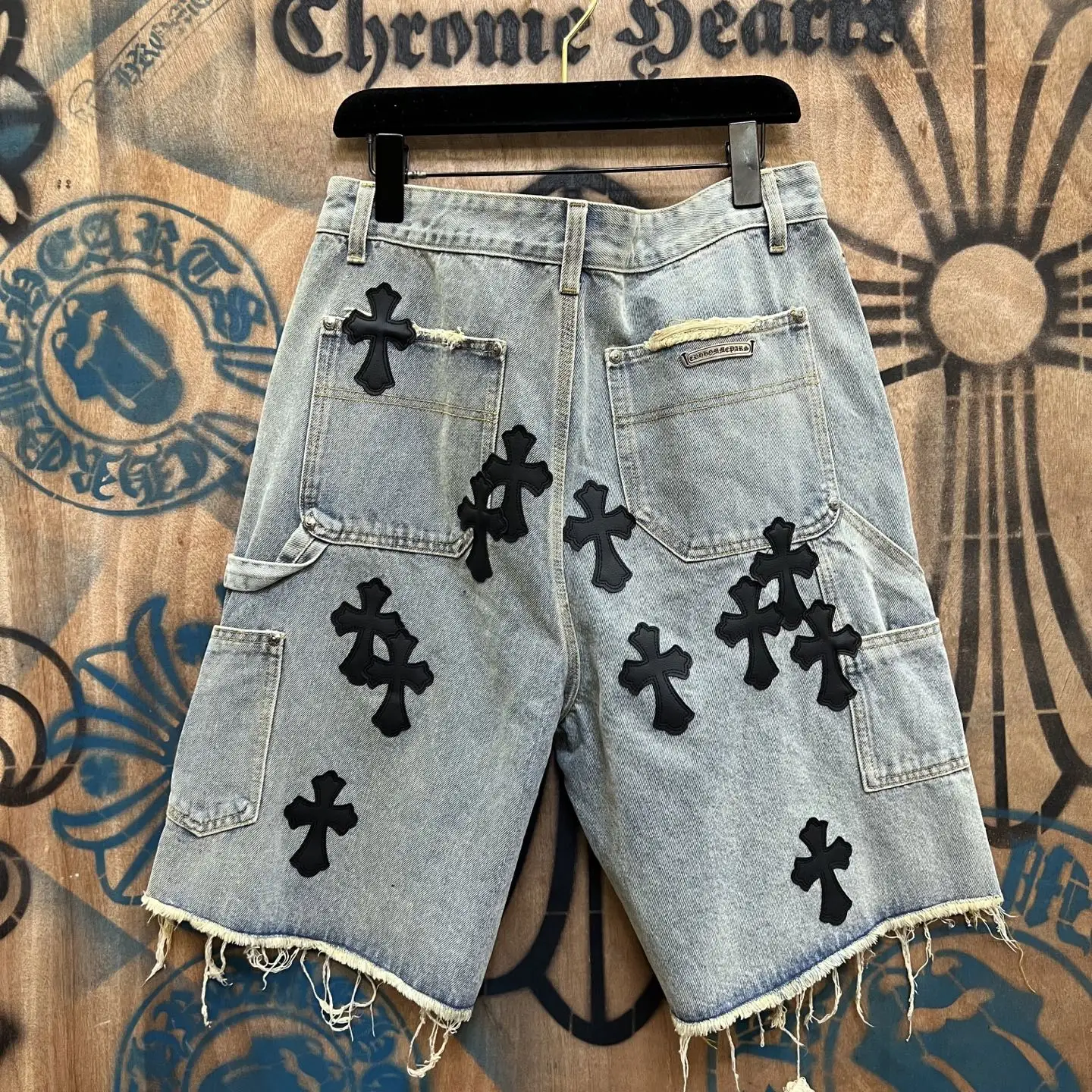 Remade Leather-Patch Denim Shorts D33014552 — view 5
