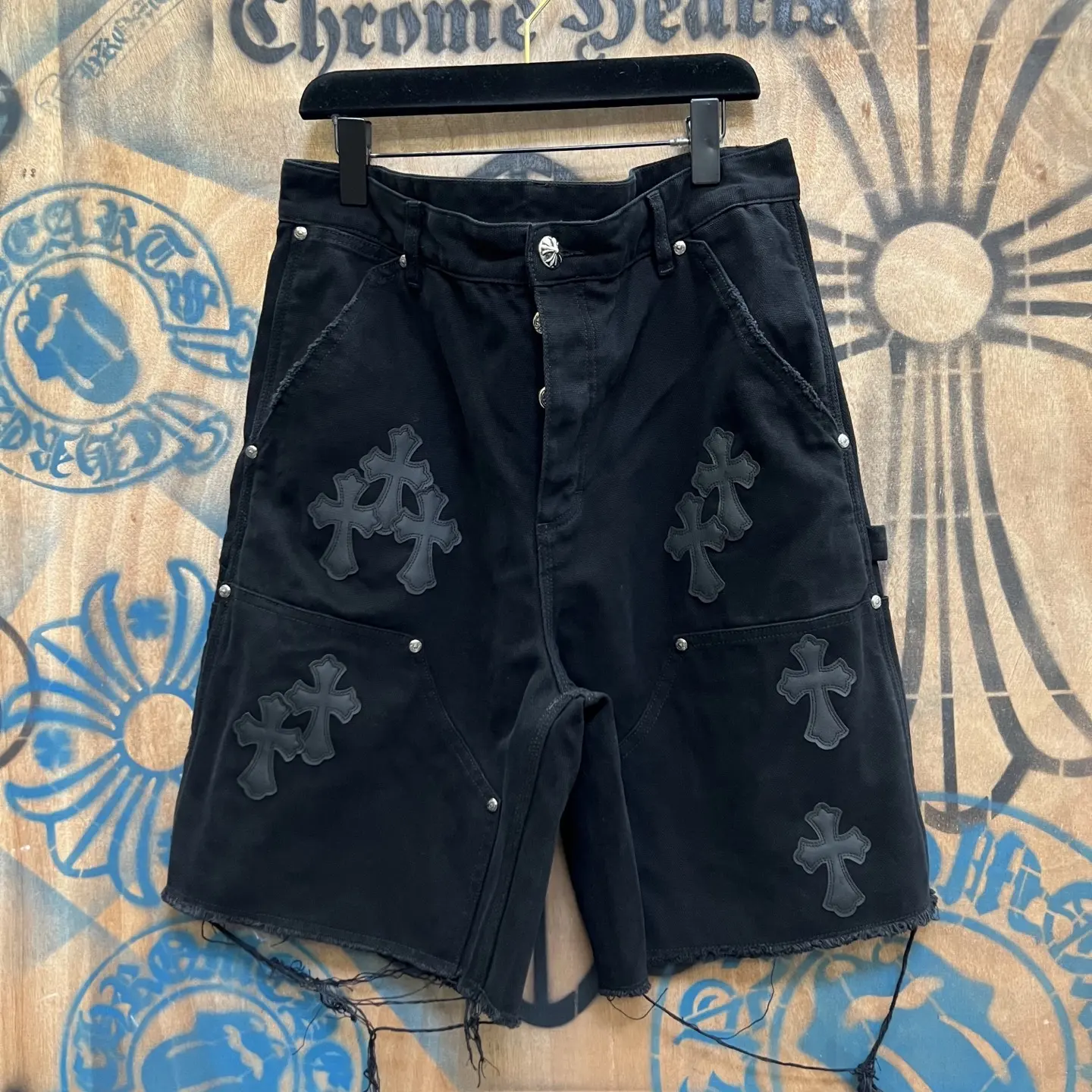 Leather Cross Patch Remake Denim Shorts D33014565