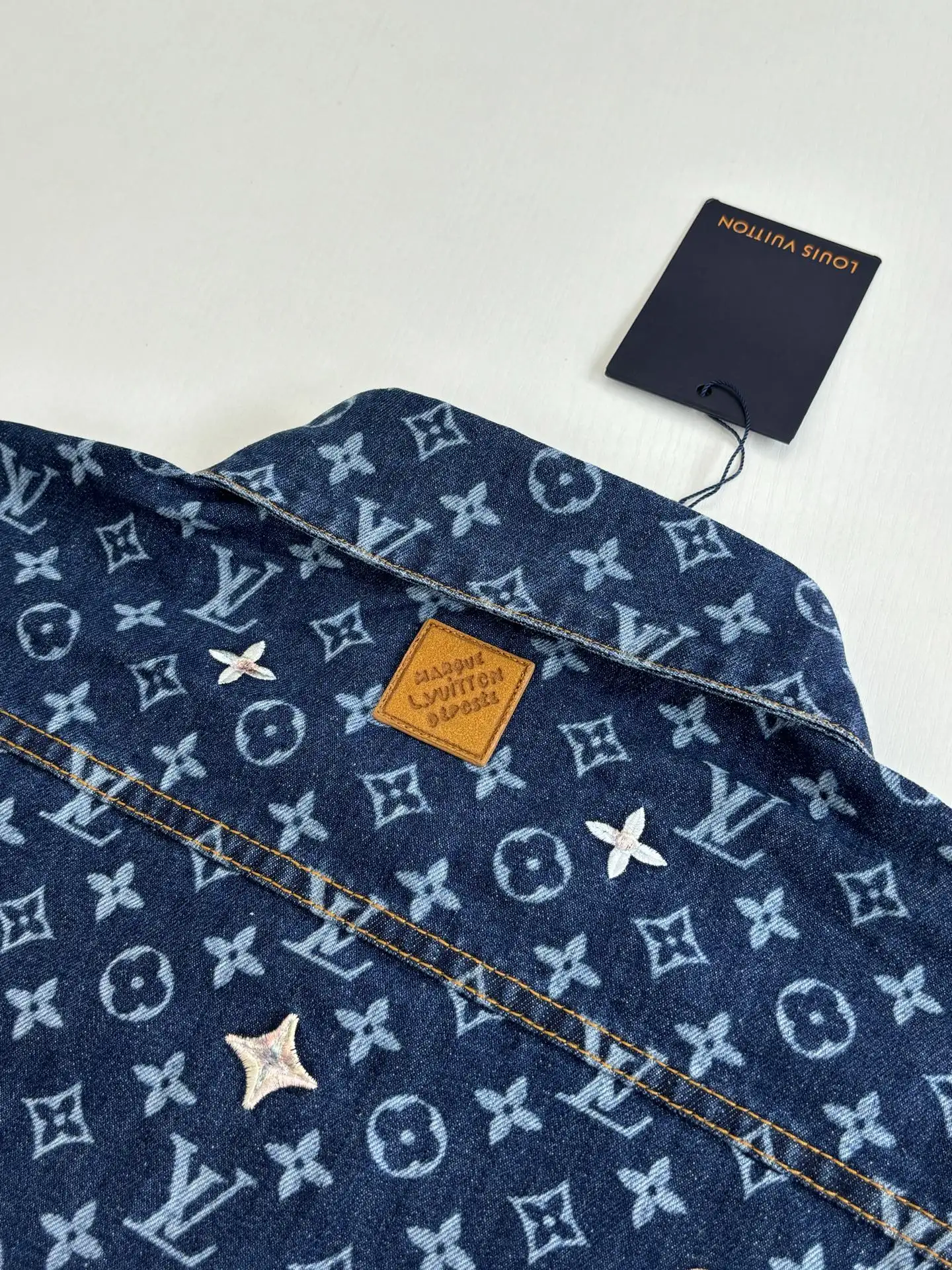 Monogram Embroidered Denim Short-Sleeve Shirt D33518595 — view 8