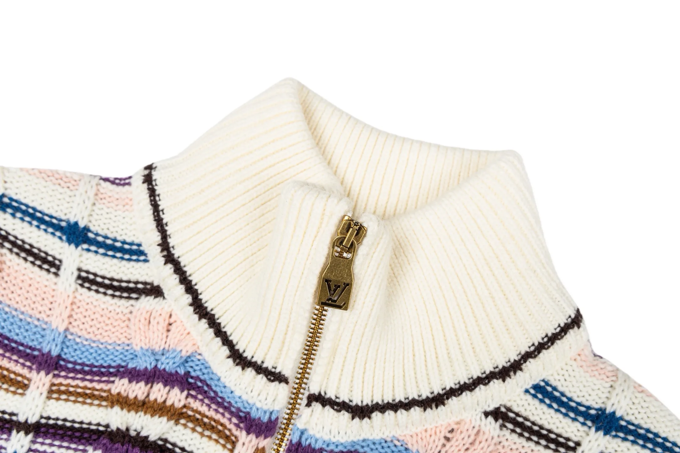 Striped Cable-Knit Wool-Cashmere Zip-Up Cardigan D33514193 — view 3