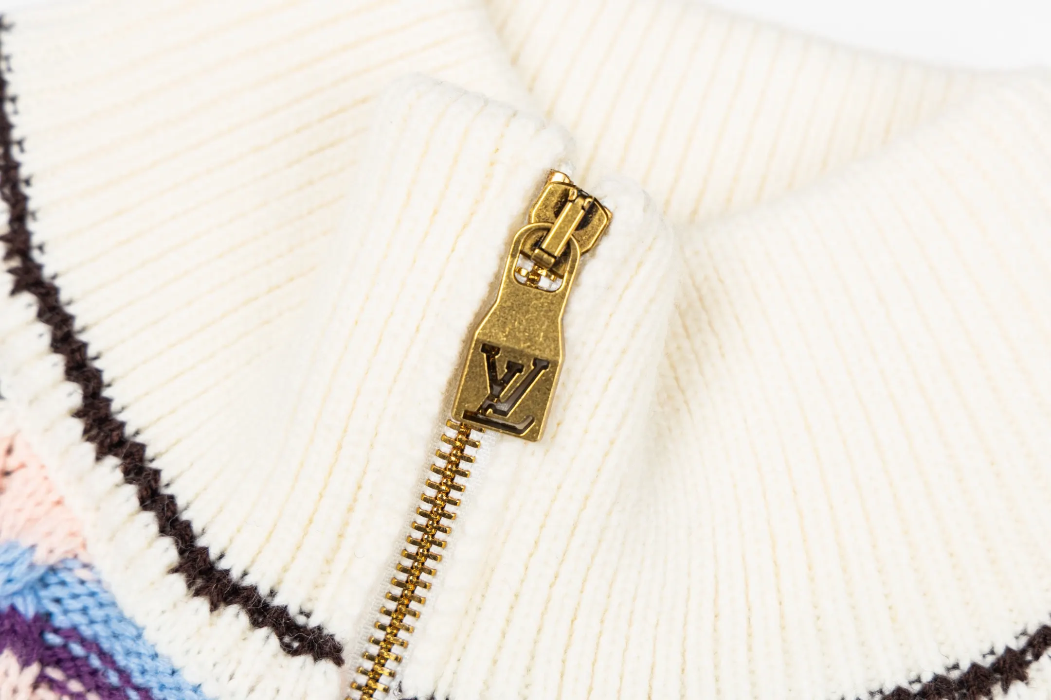 Striped Cable-Knit Wool-Cashmere Zip-Up Cardigan D33514193 — view 5