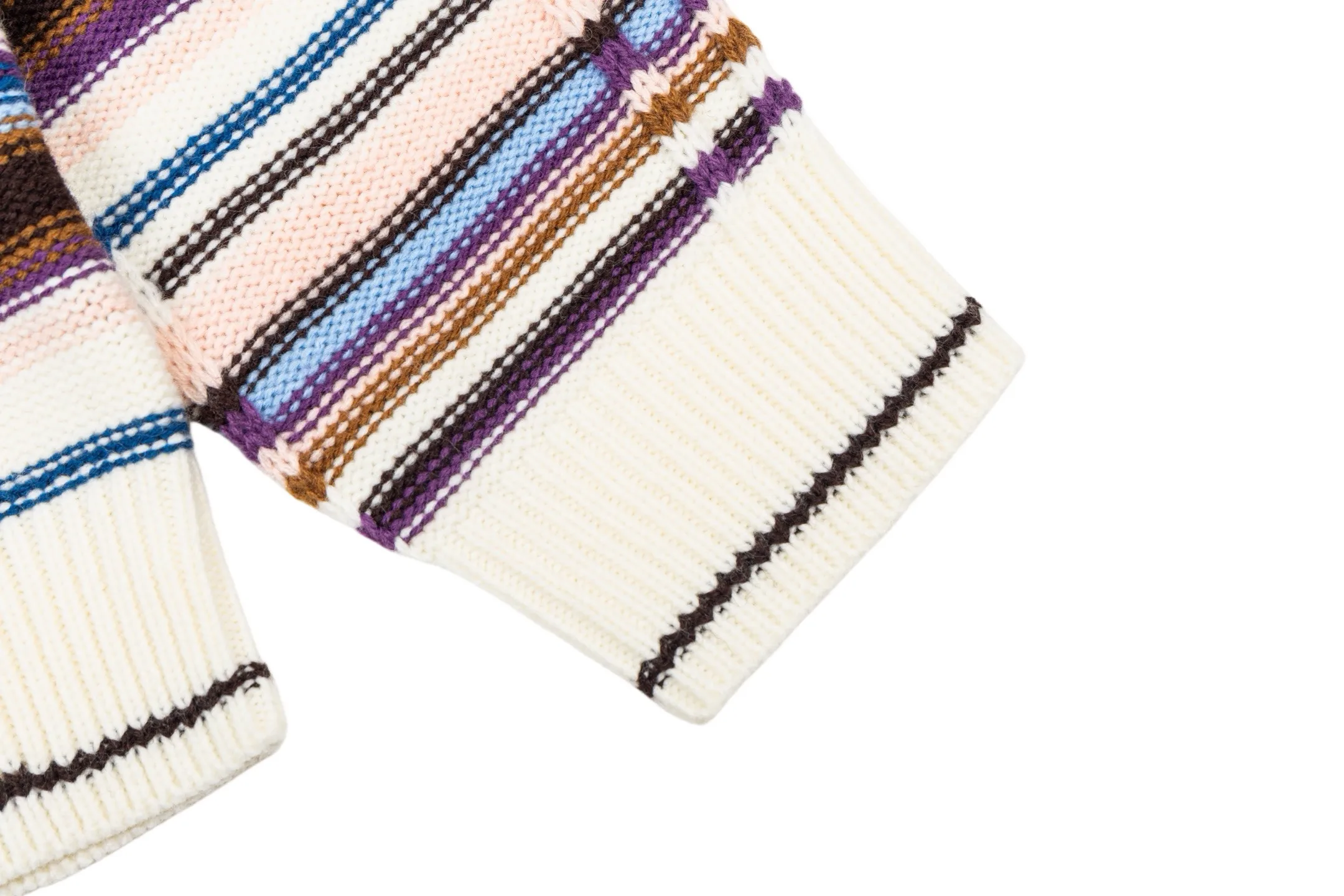 Striped Cable-Knit Wool-Cashmere Zip-Up Cardigan D33514193 — view 7