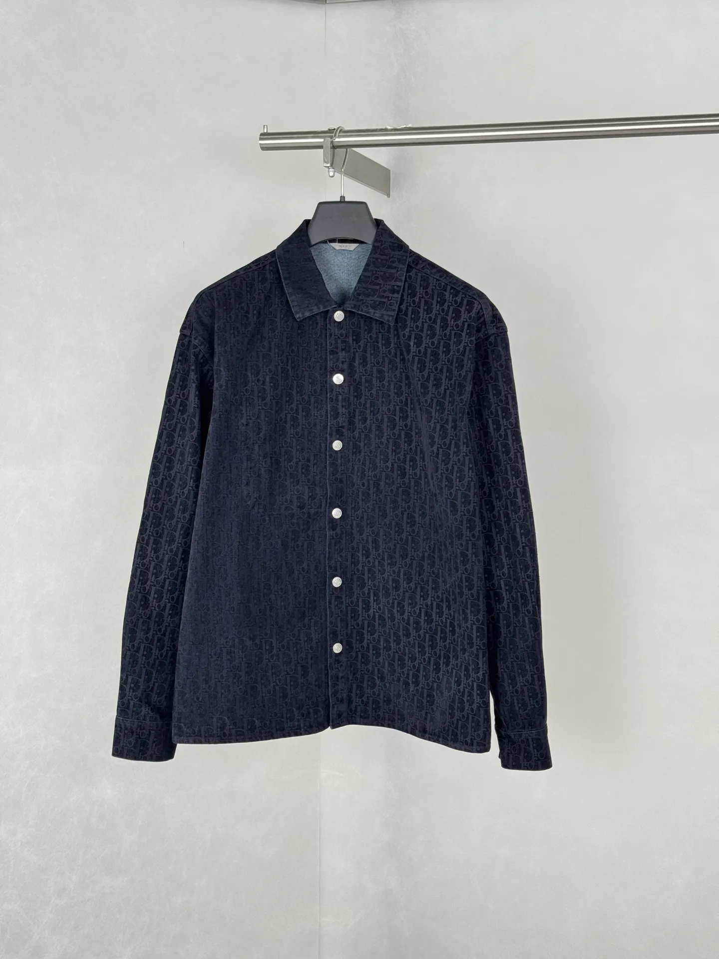 Oblique Flocked Denim Long-Sleeve Shirt D33520493