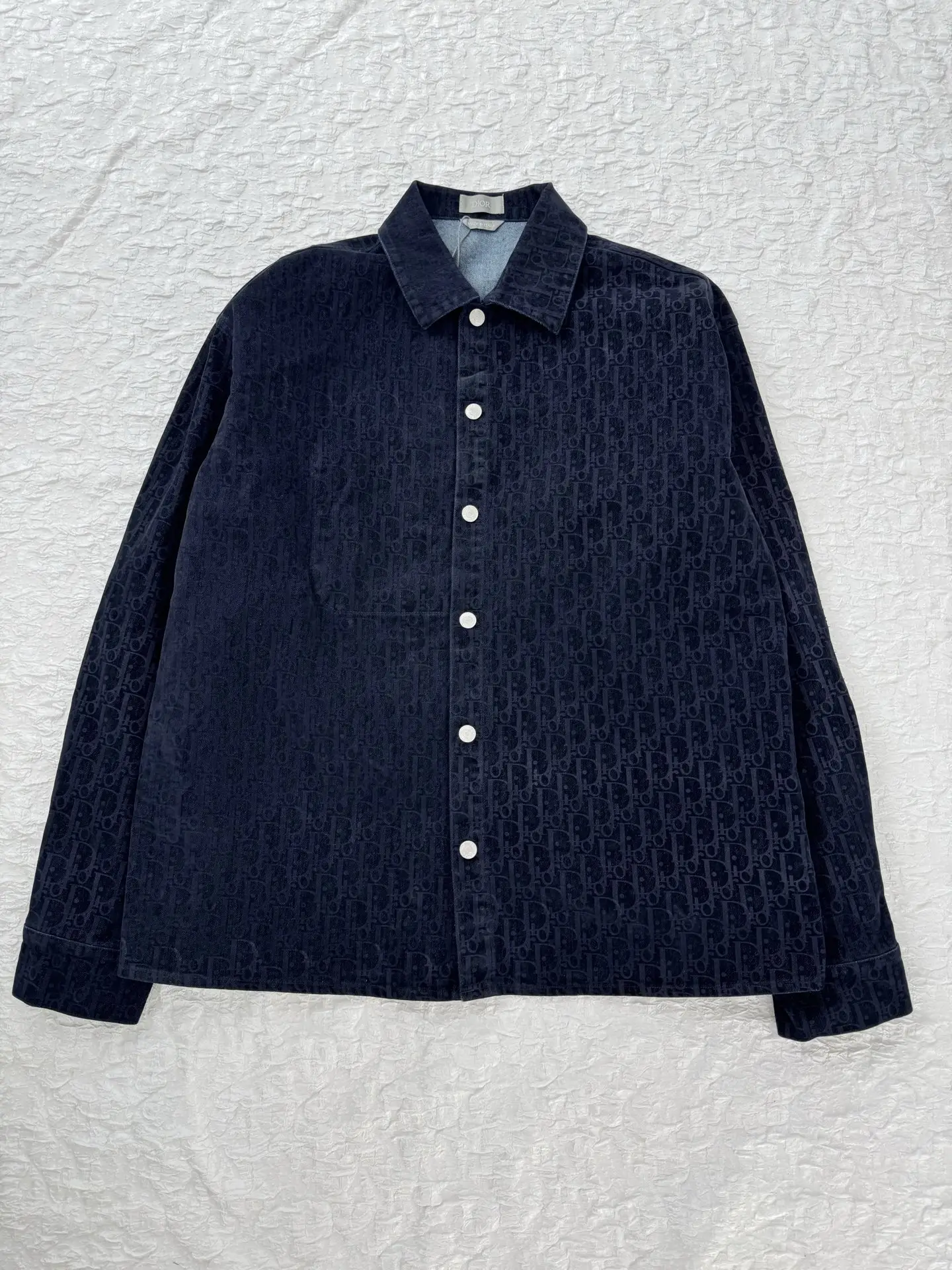 Oblique Flocked Denim Long-Sleeve Shirt D33520493 — view 3
