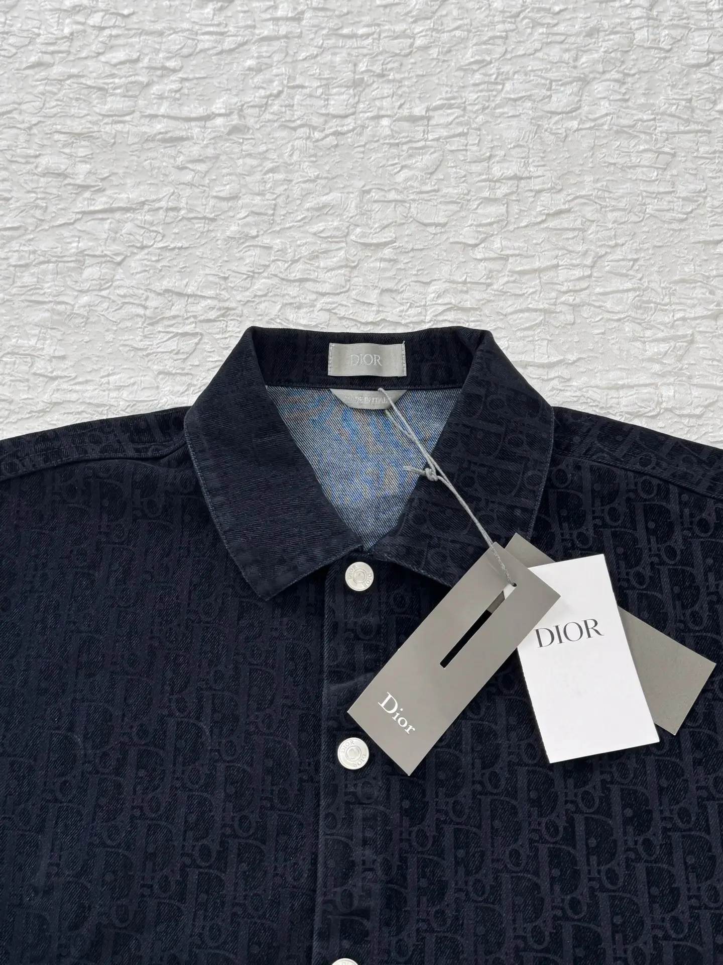 Oblique Flocked Denim Long-Sleeve Shirt D33520493 — view 4