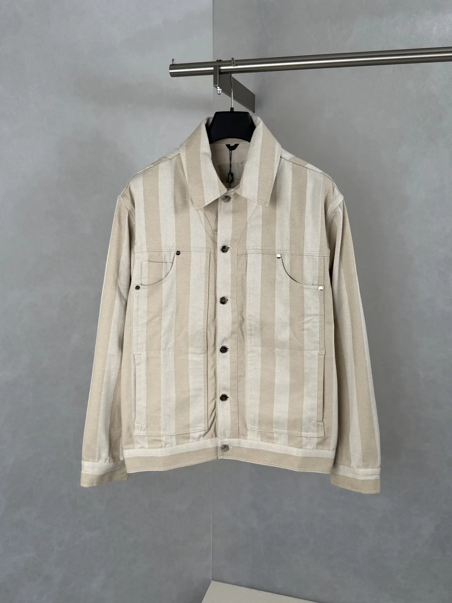 Striped Washed Denim Workwear Jacket D33518589