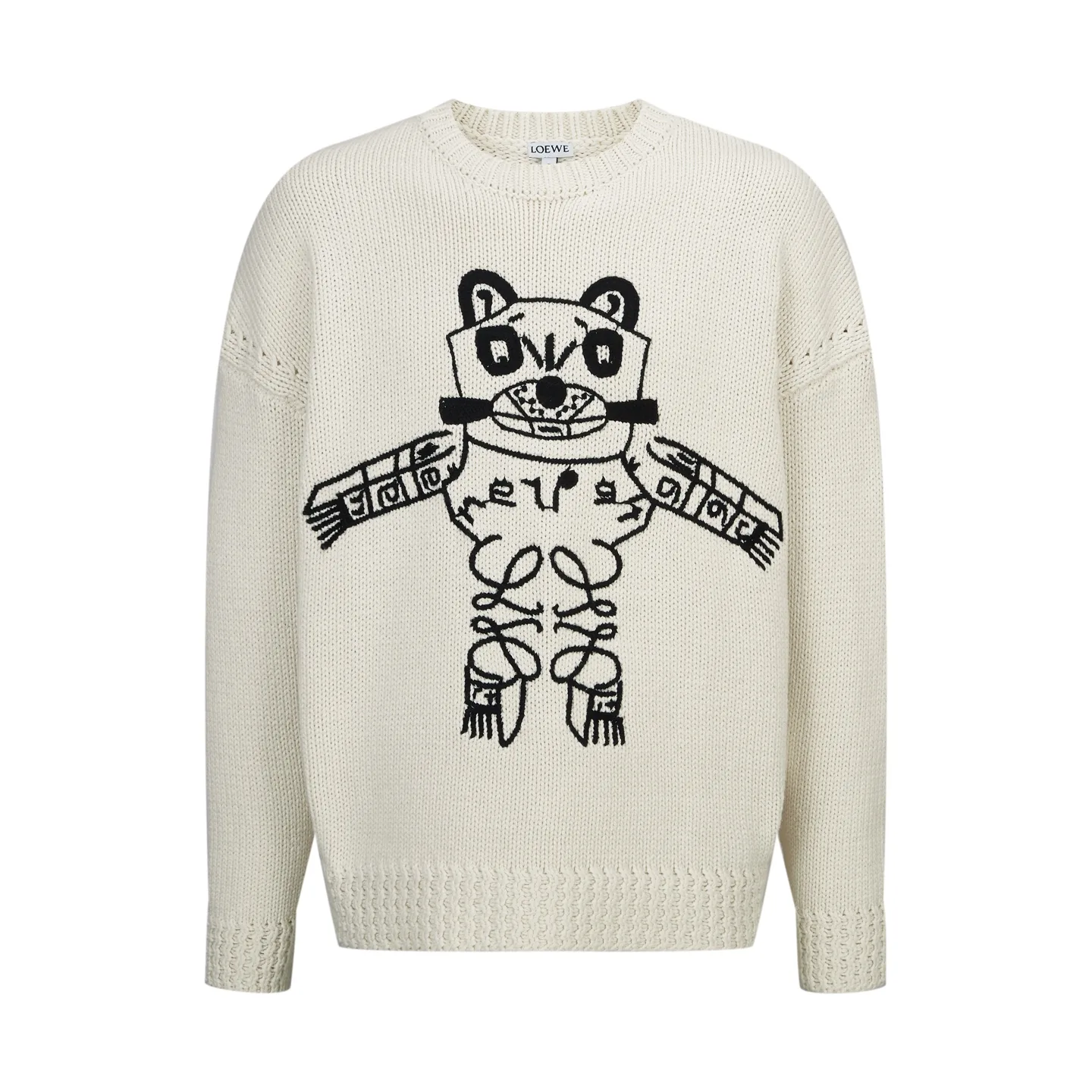 Anagram Lucky Cat Embroidered Wool-Blend Sweater D33514171