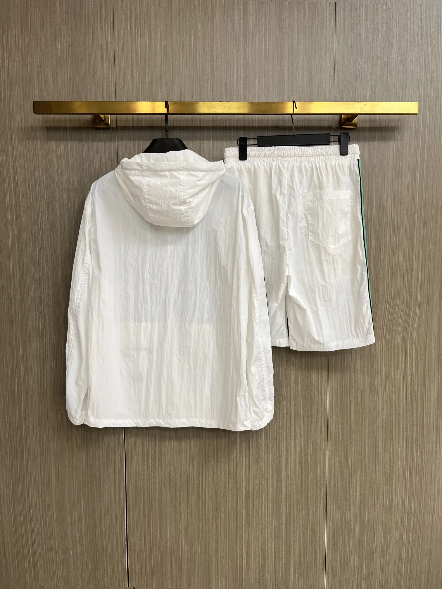Web-Stripe Hooded Windbreaker and Shorts Set D34014955 — view 2