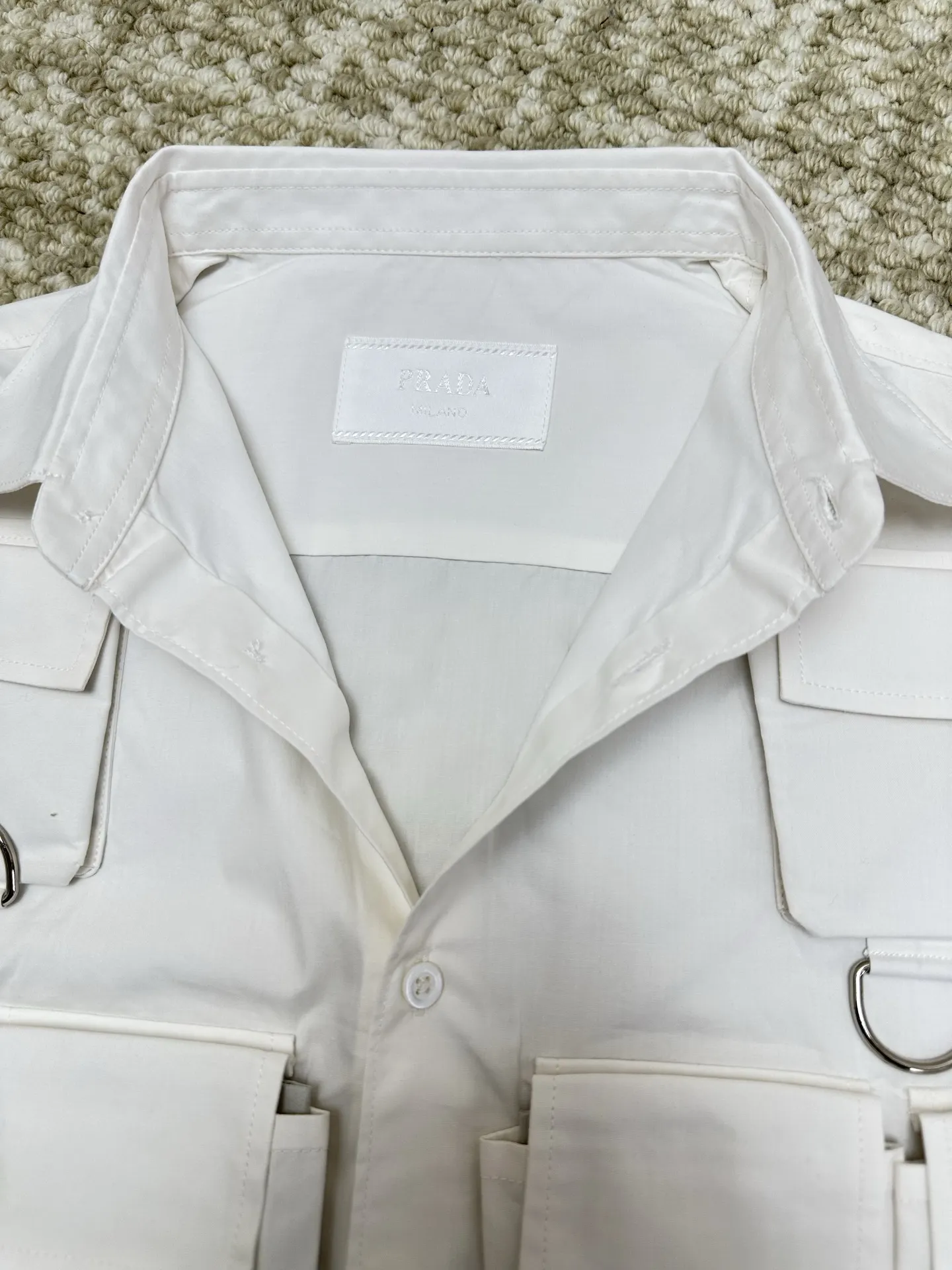 Multi-Pocket Logo-Appliqué Cotton Shirt D34019151 — view 4
