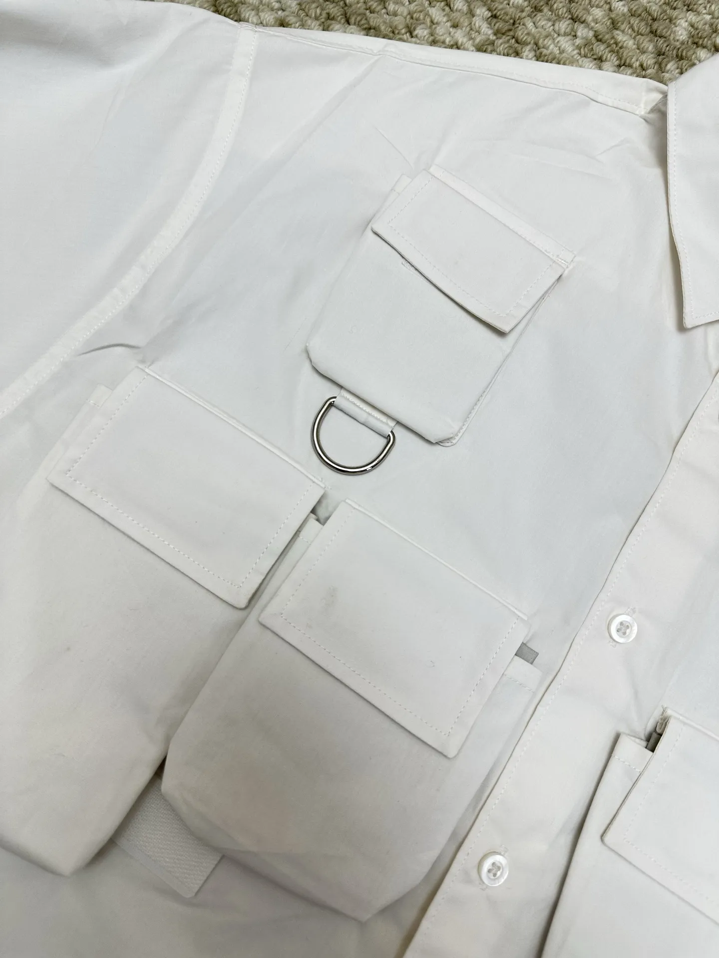 Multi-Pocket Logo-Appliqué Cotton Shirt D34019151 — view 9