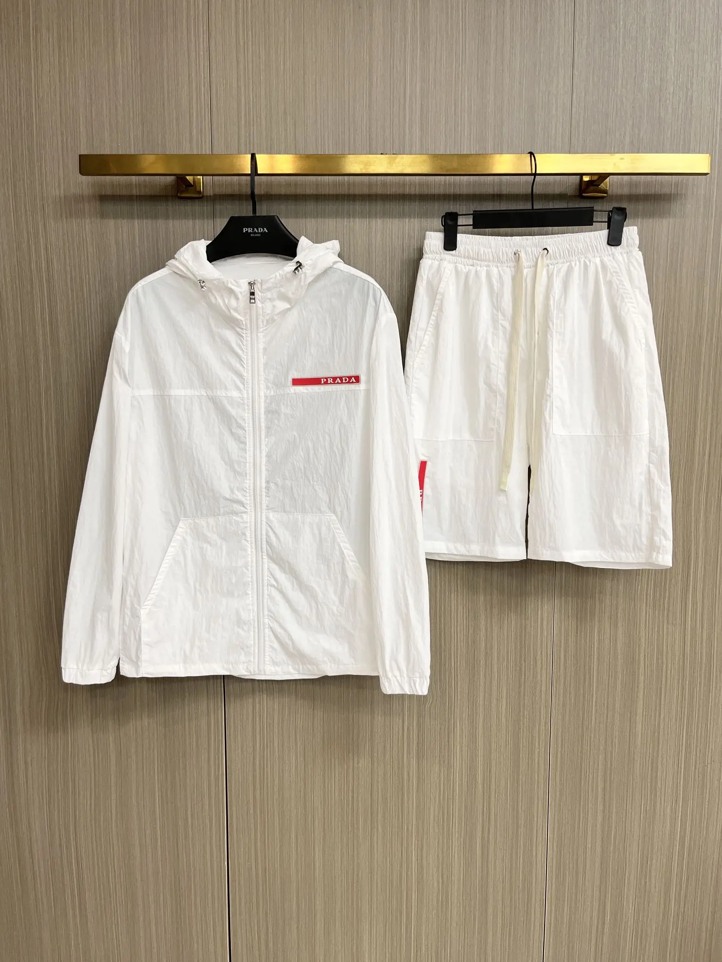 Logo-Patch Hooded Windbreaker and Shorts Set D34014967