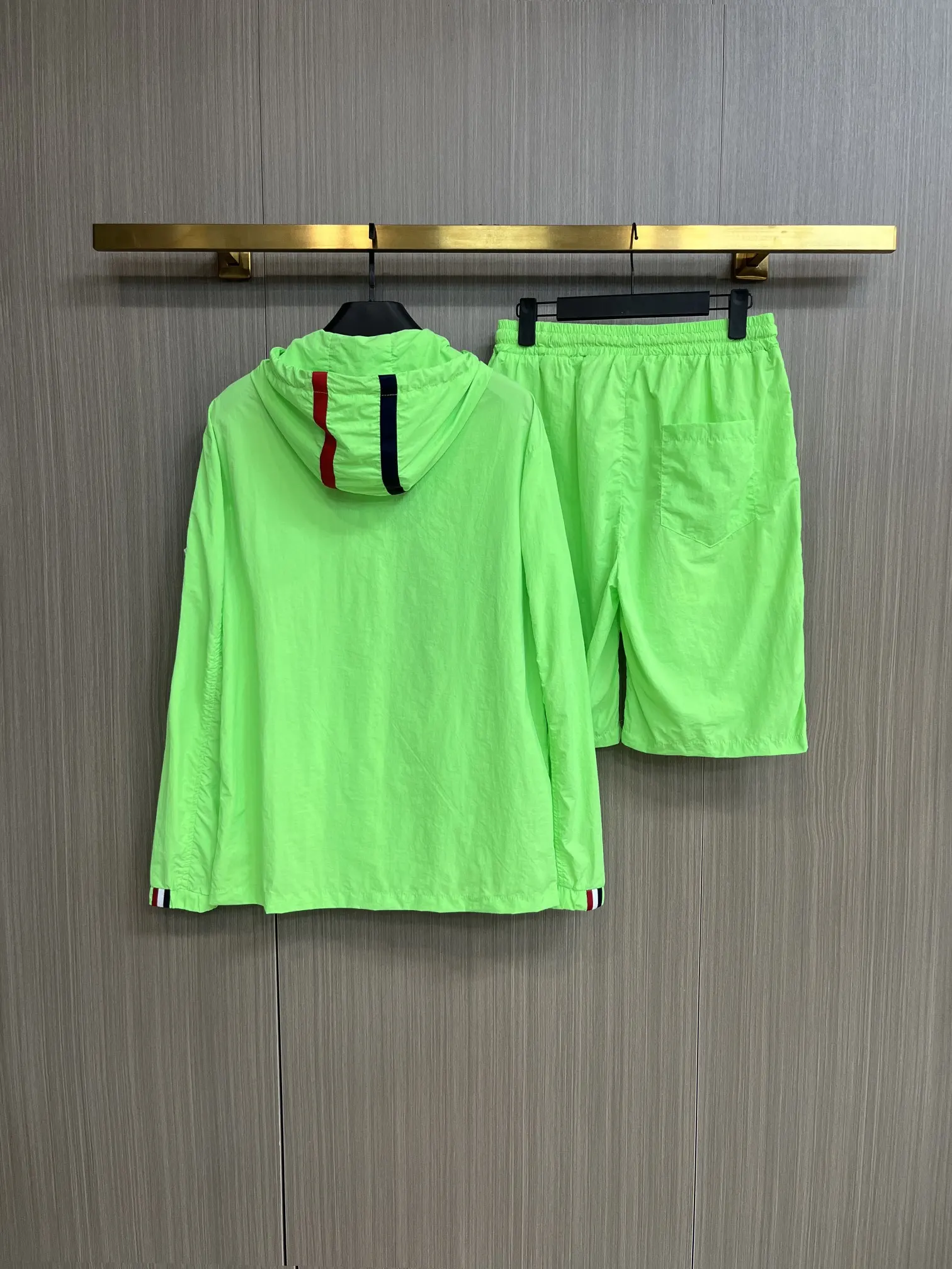 Moncler Striped Hooded Windbreaker and Shorts Set D34014947 — view 2