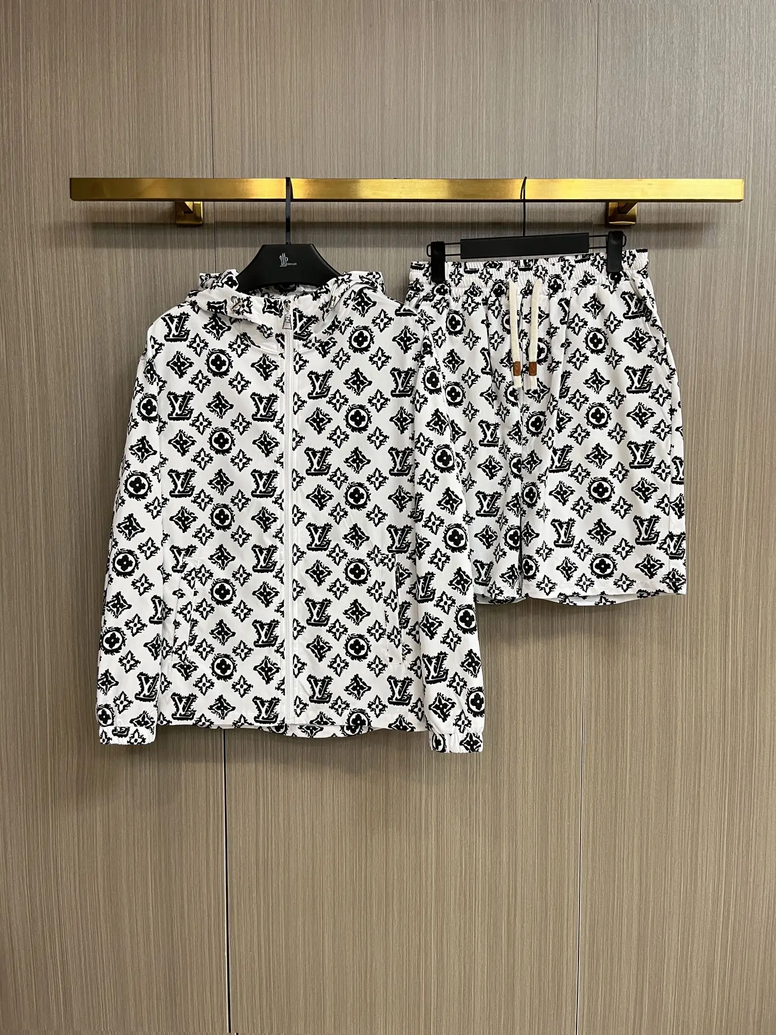 Monogram Print Hooded Jacket and Shorts Set D34014958
