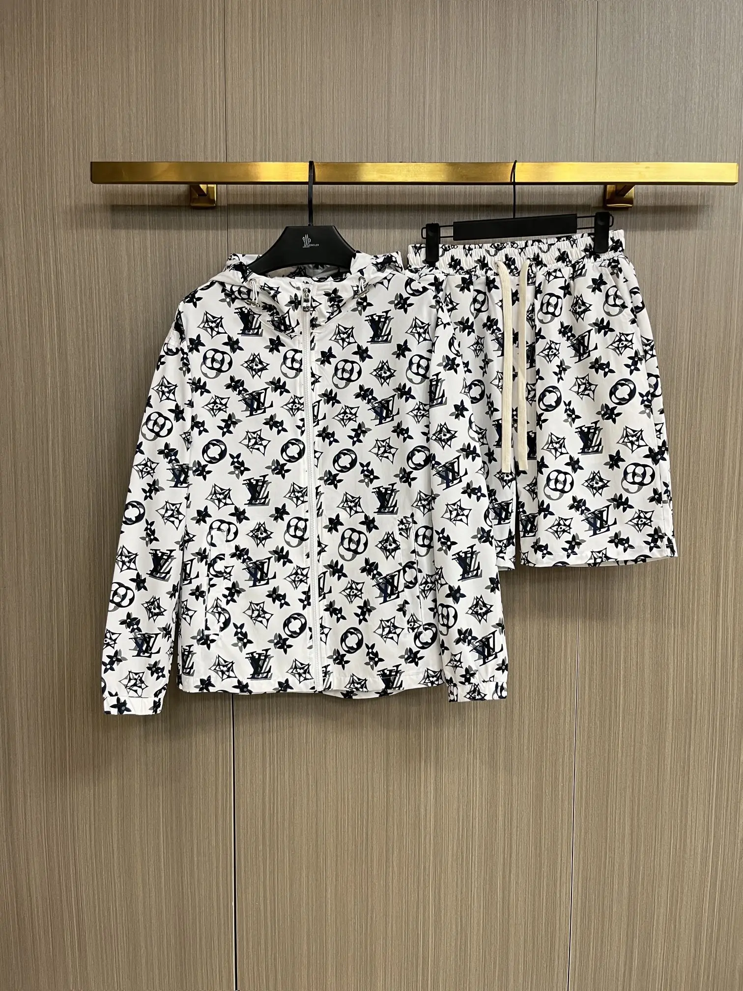 Monogram Print Hooded Windbreaker and Shorts Set D34014960