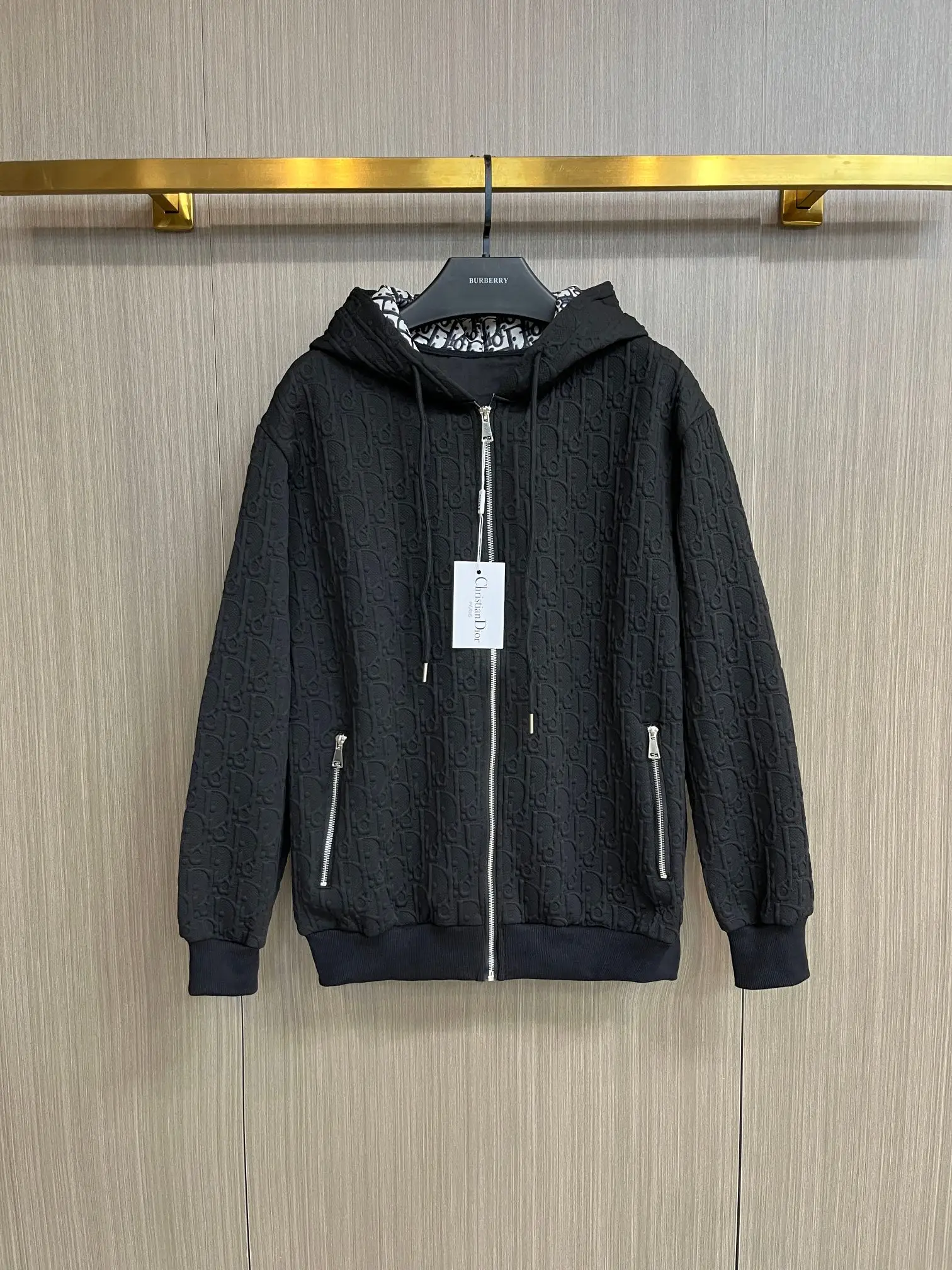 Oblique Jacquard Zip-Up Hooded Jacket D34014728