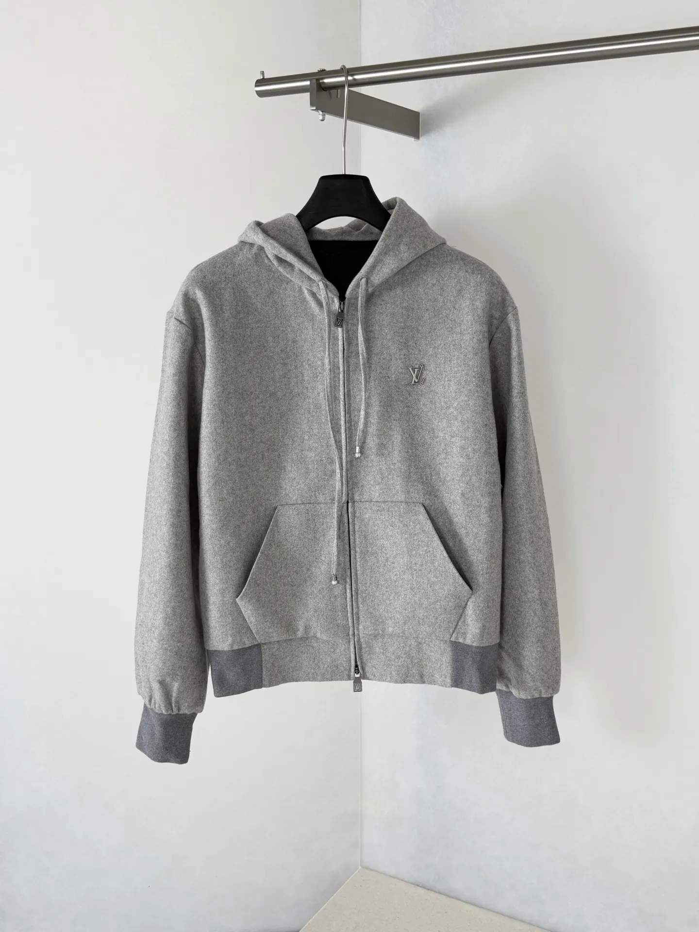 Logo-Appliqué Wool-Blend Zip-Up Hoodie D34018588