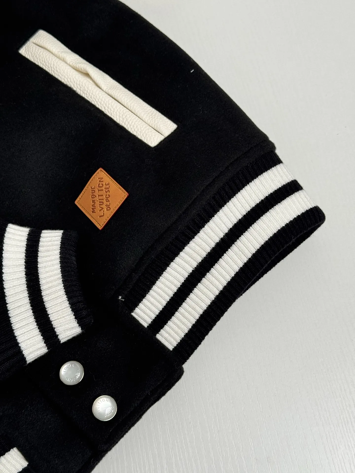 Leather-Trimmed Embroidered Varsity Jacket D34018677 — view 6